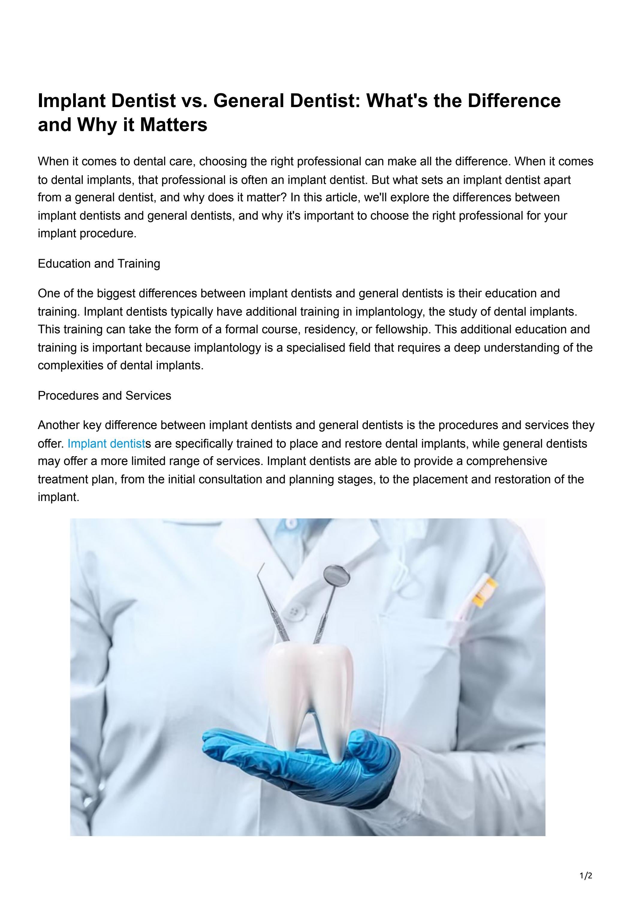 Implant Dentist vs. General Dentist What's the Difference and Why it
