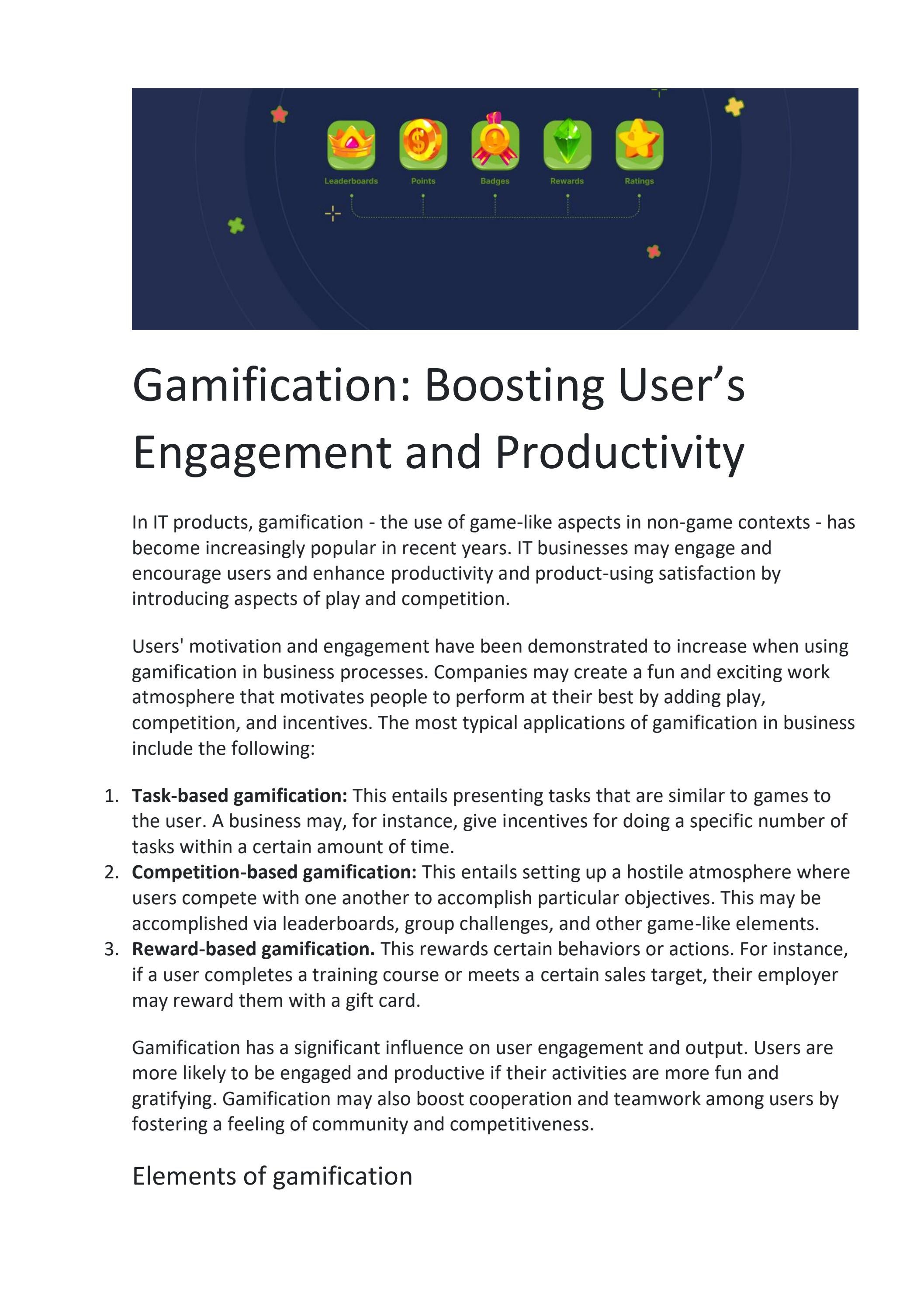 Gamification: Boosting User’s Engagement and Productivity by sdh_global ...