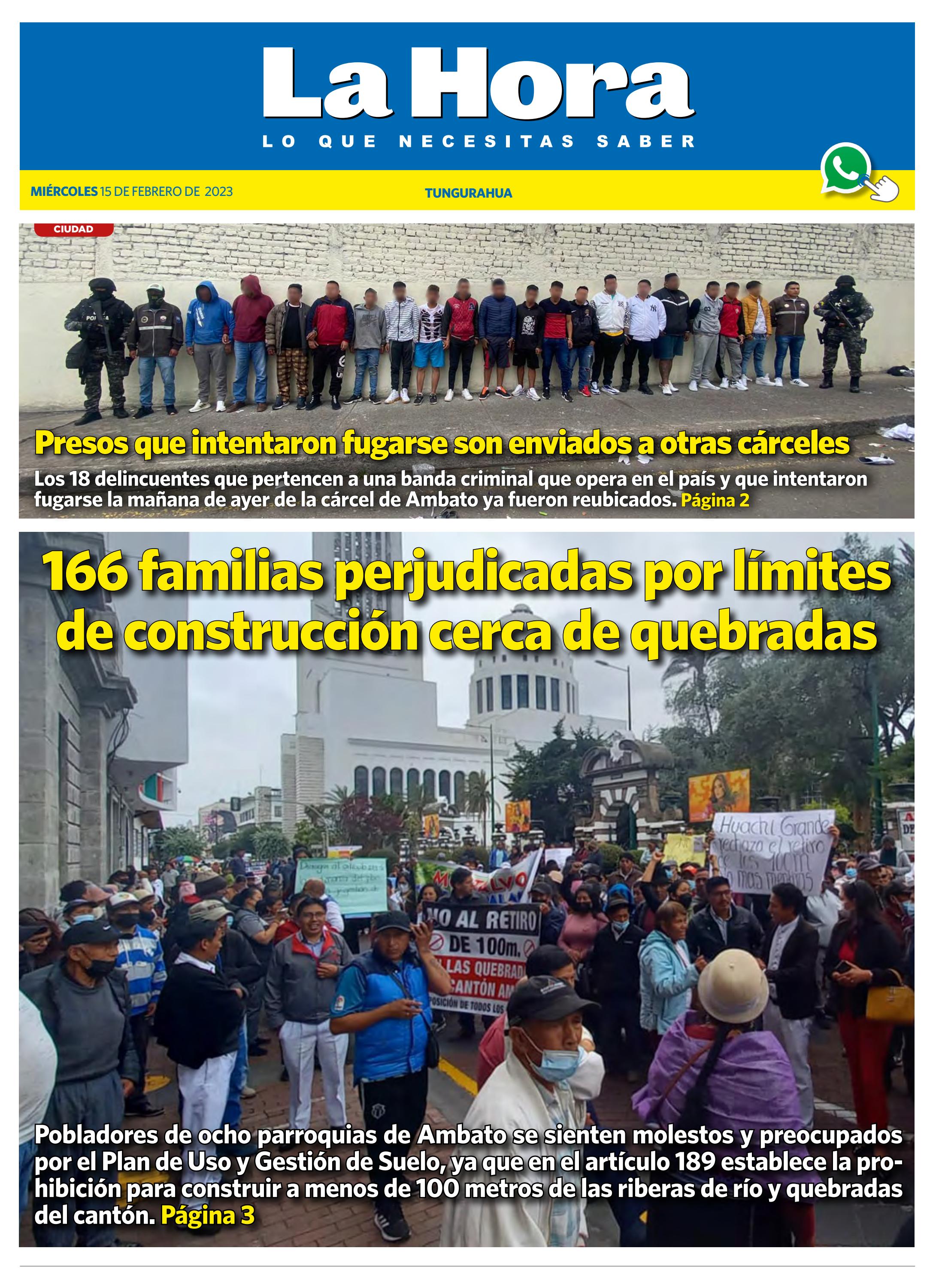 Tungurahua 15 de febrero, 2023 by LA HORA Ecuador Issuu