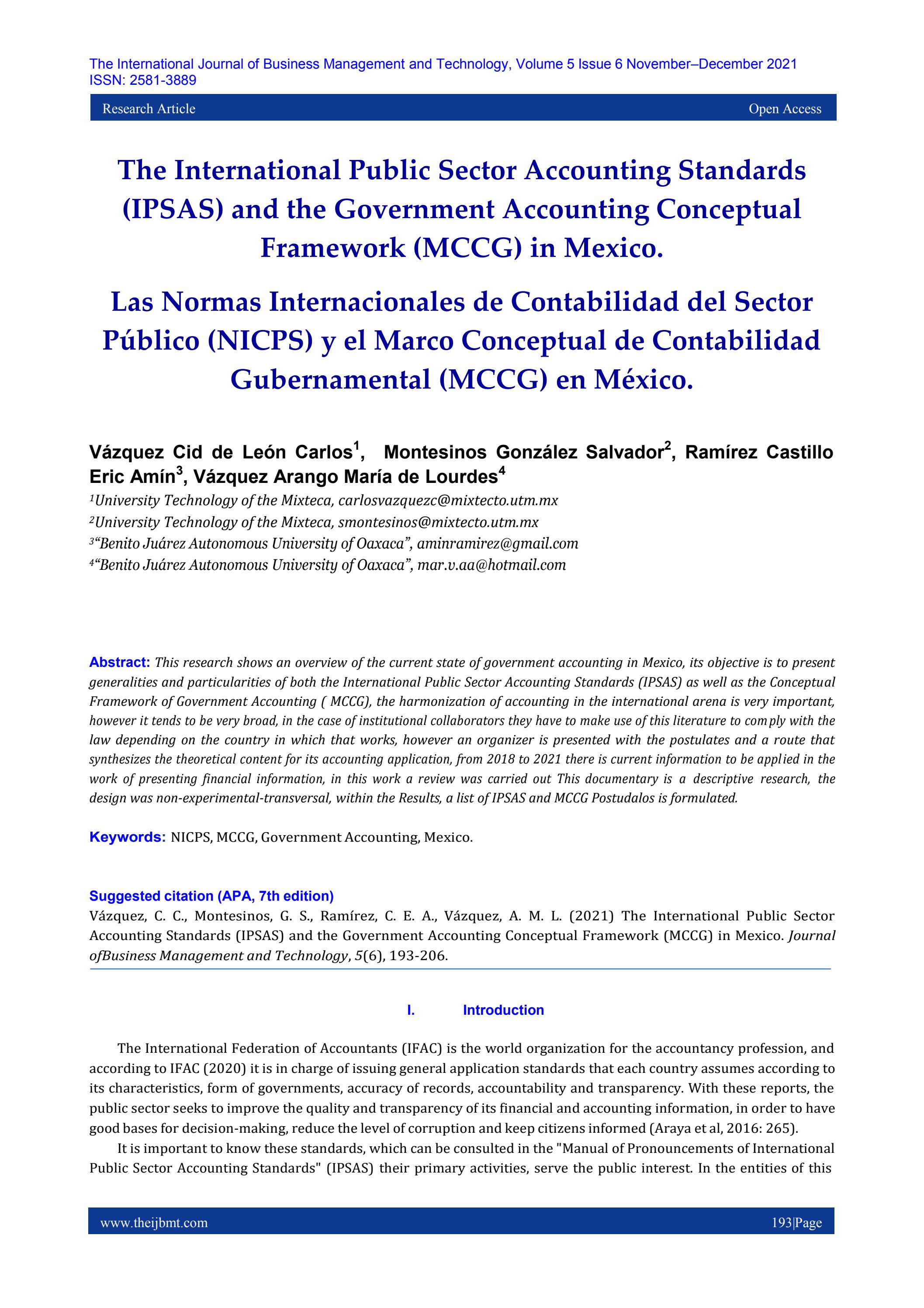 The International Public Sector Accounting Standards (IPSAS) and the