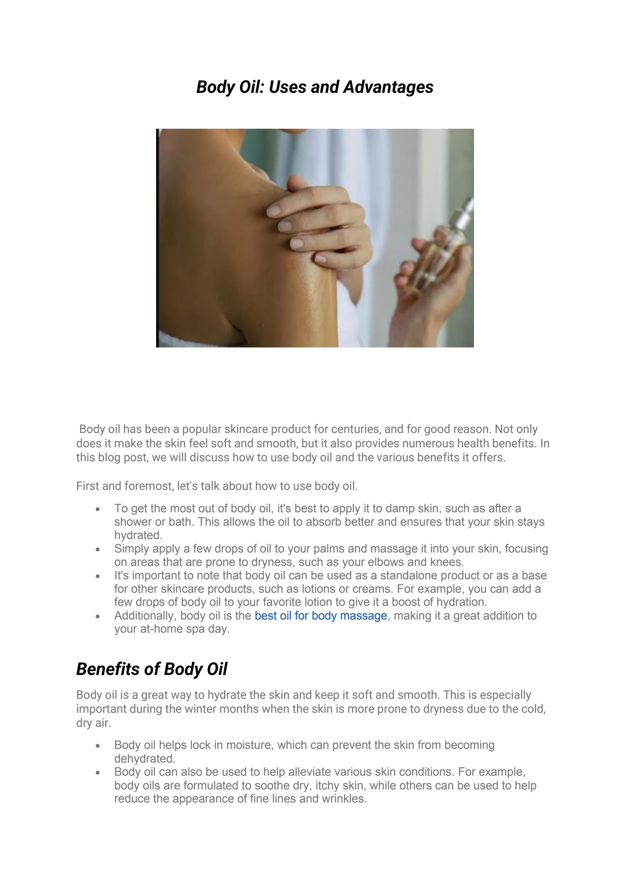 Body Oil Uses and Advantages by Neha Sharma Issuu