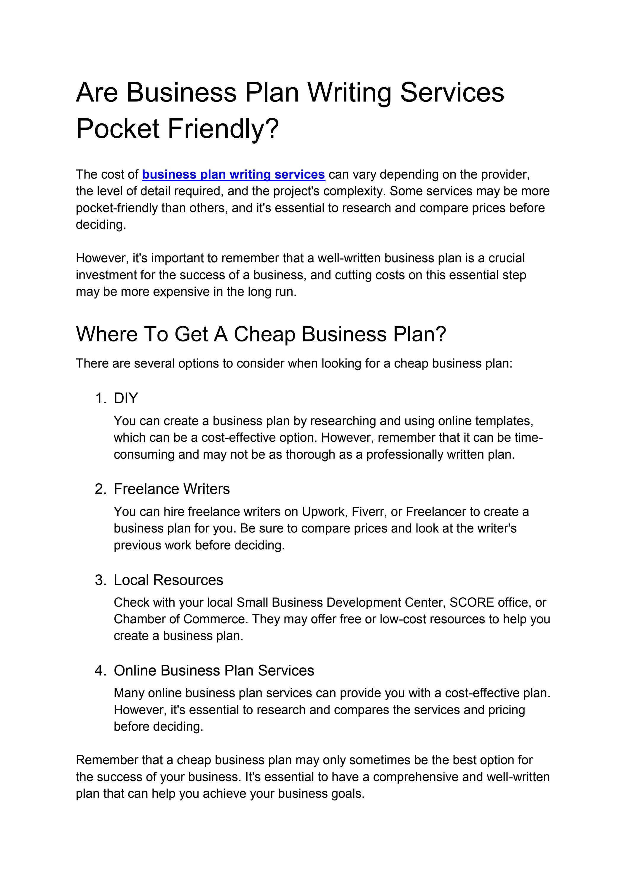 Are Business Plan Writing Services Pocket Friendly? by Essays UK The