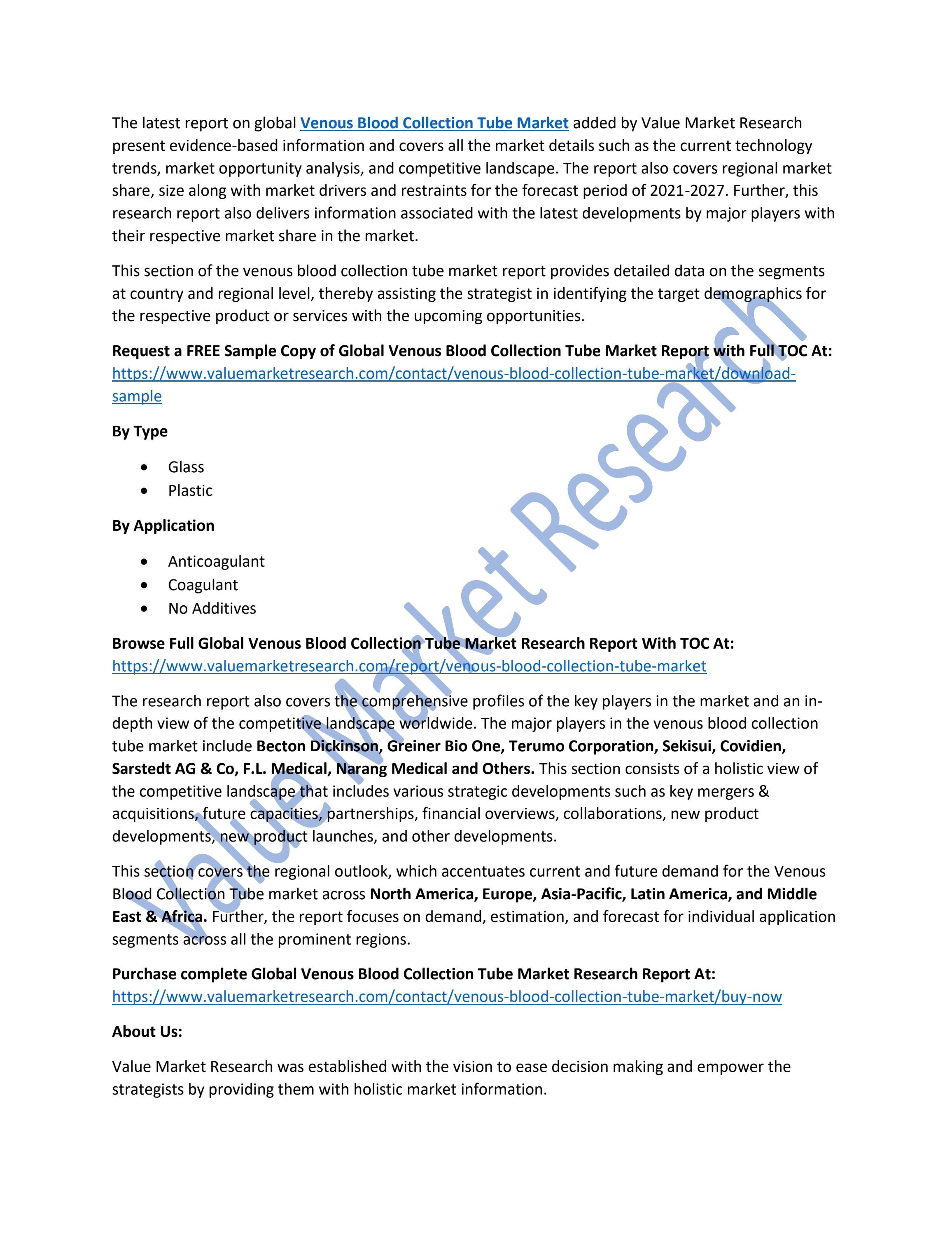 Venous Blood Collection Tube Market Size, Industry Share Forecast, 2028 by Expert_Industry