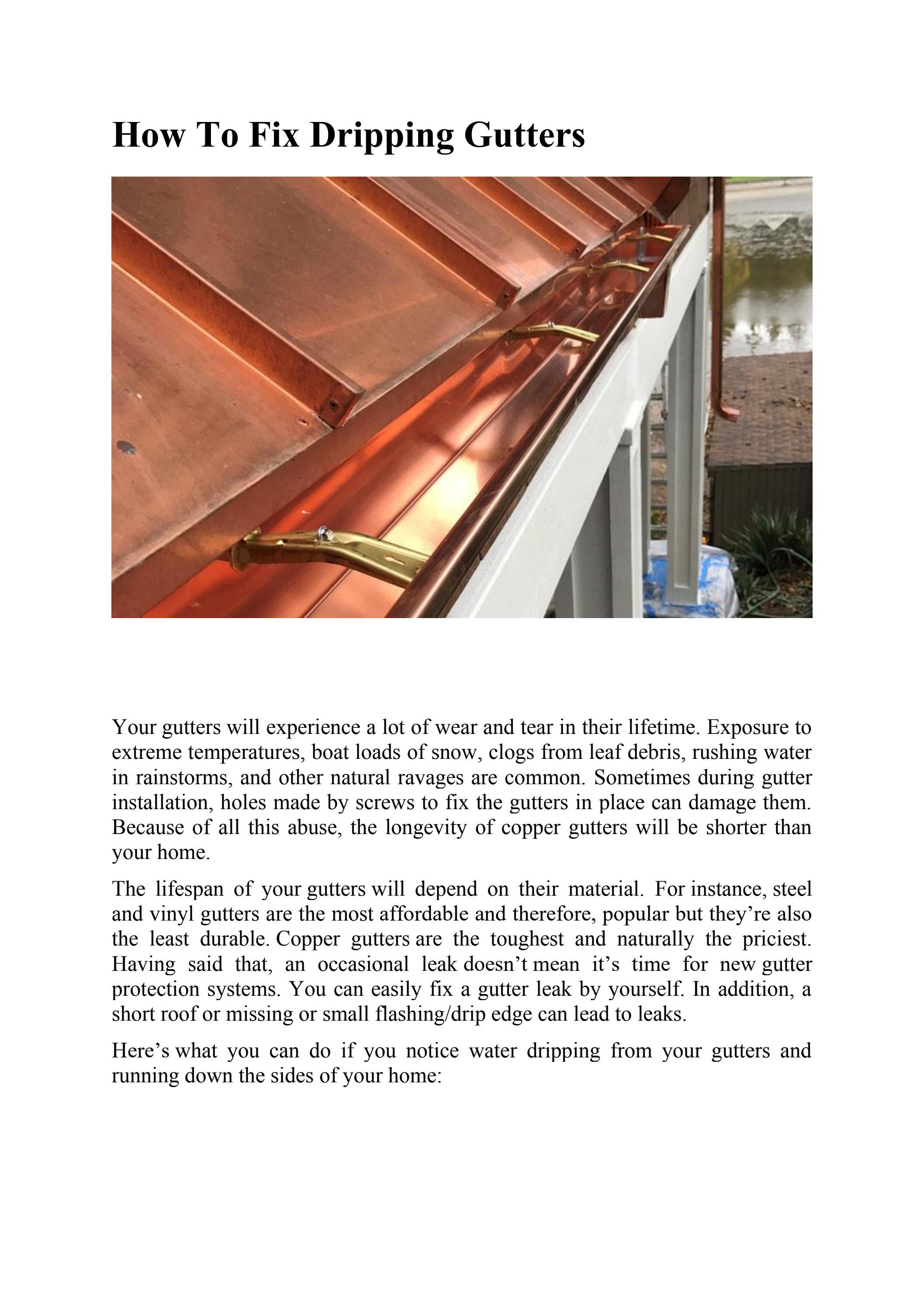 How To Fix Dripping Gutters by Royal Gutters Issuu
