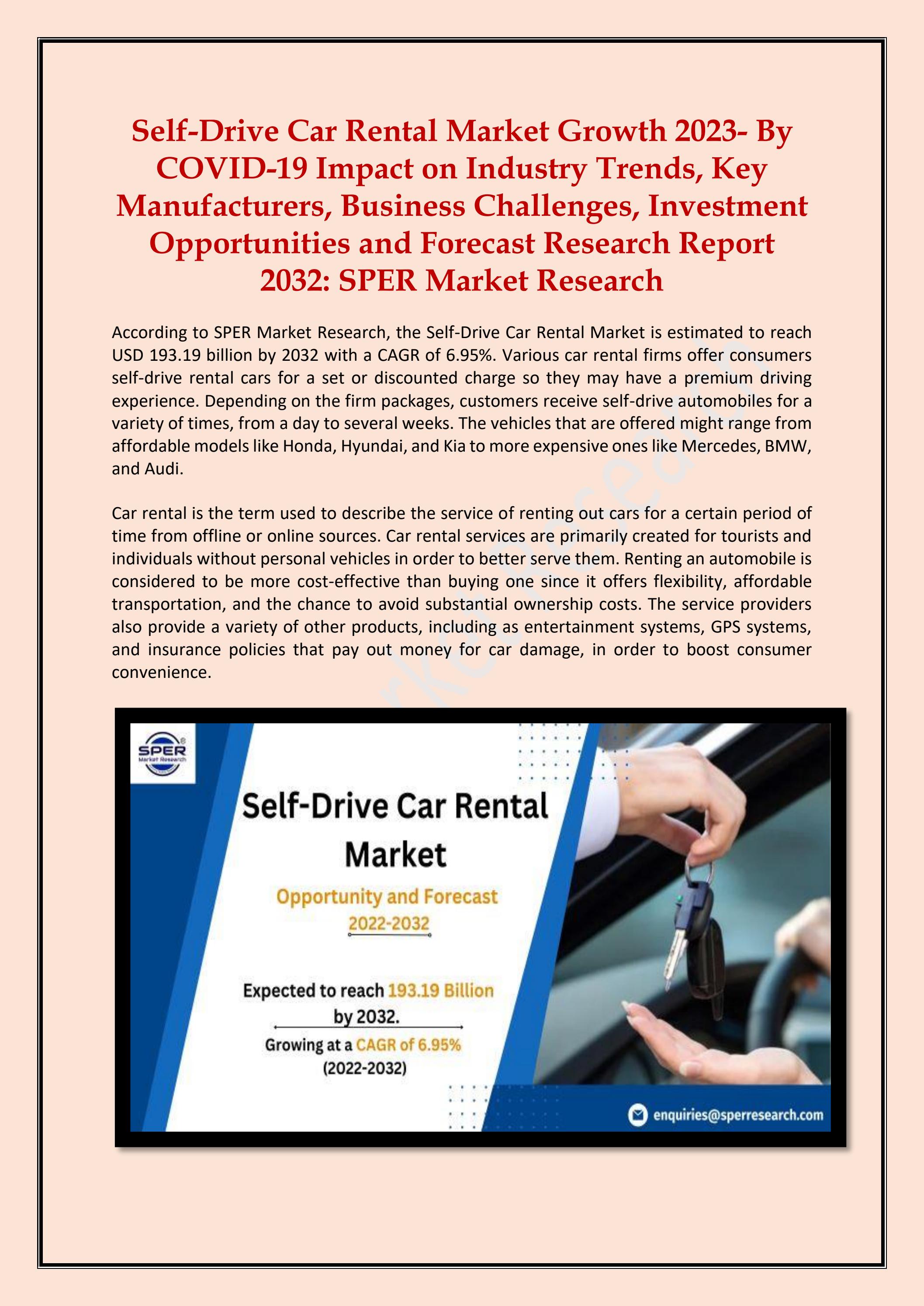 SelfDrive Car Rental Market Share, Growth, Trends Report 20222032