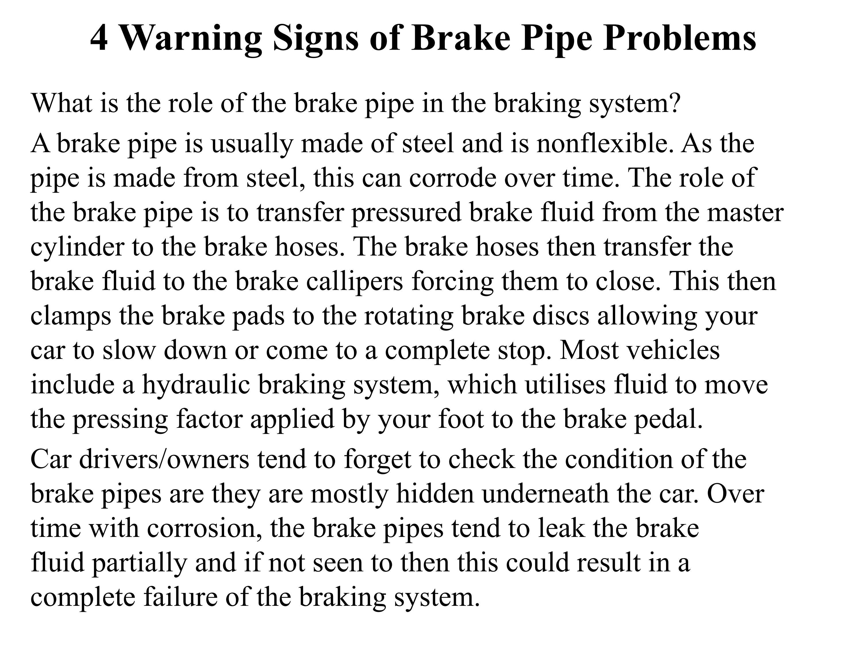 4 Warning Signs of Brake Pipe Problems by Car Services Issuu
