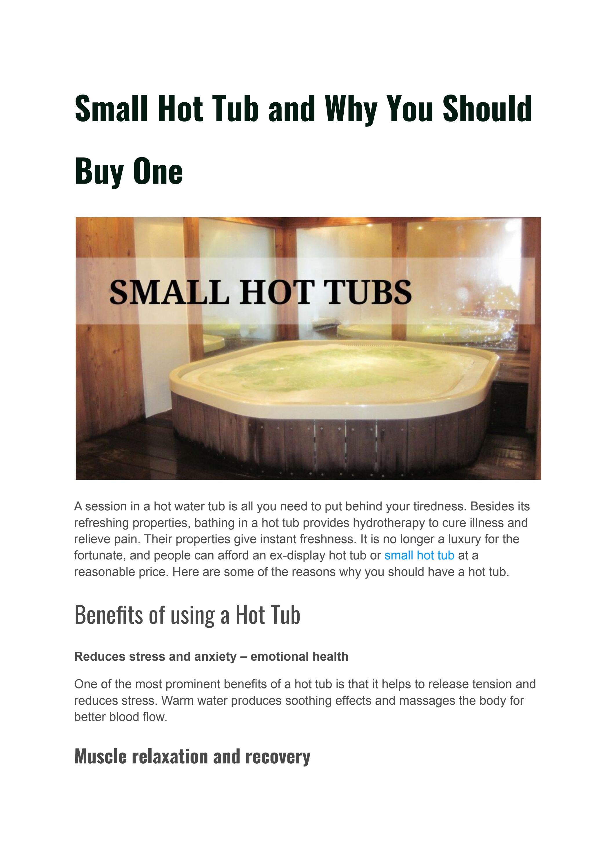 Small Hot Tub and Why You Should Buy One by The Grizzly Bear Hot Tubs Company Issuu