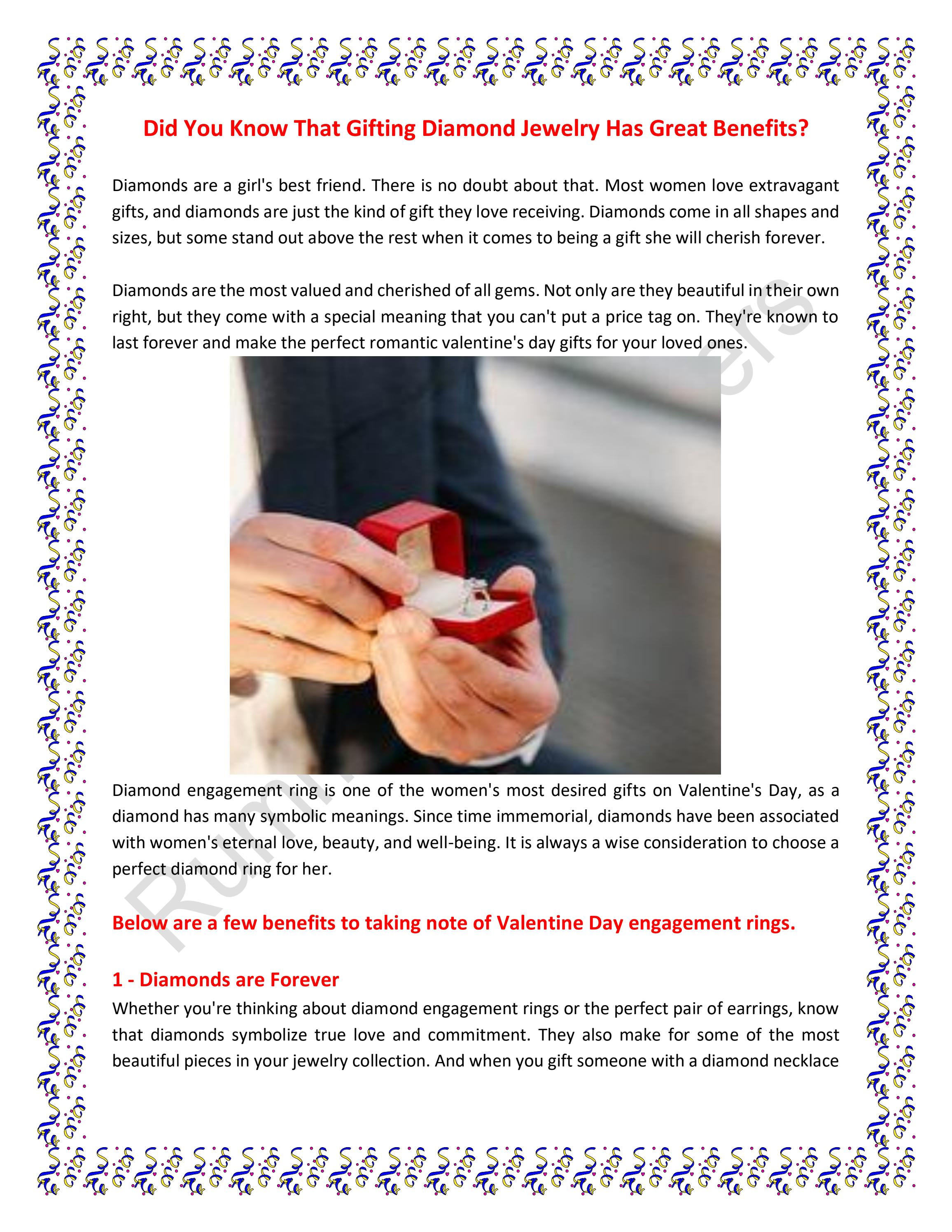 Did You Know That Gifting Diamond Jewelry Has Great Benefits? by