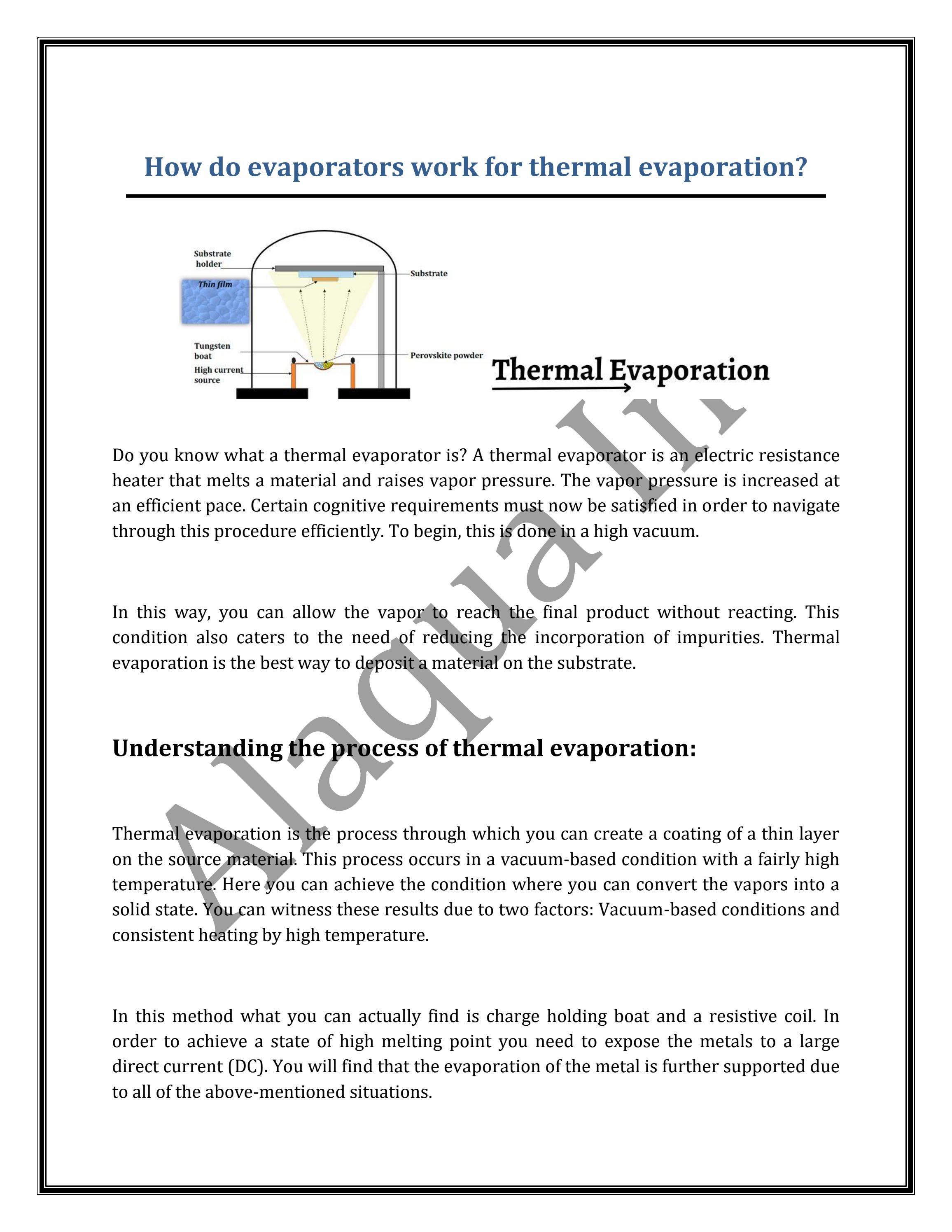 How Do Evaporators Work For Thermal Evaporation? by Alaqua, Inc