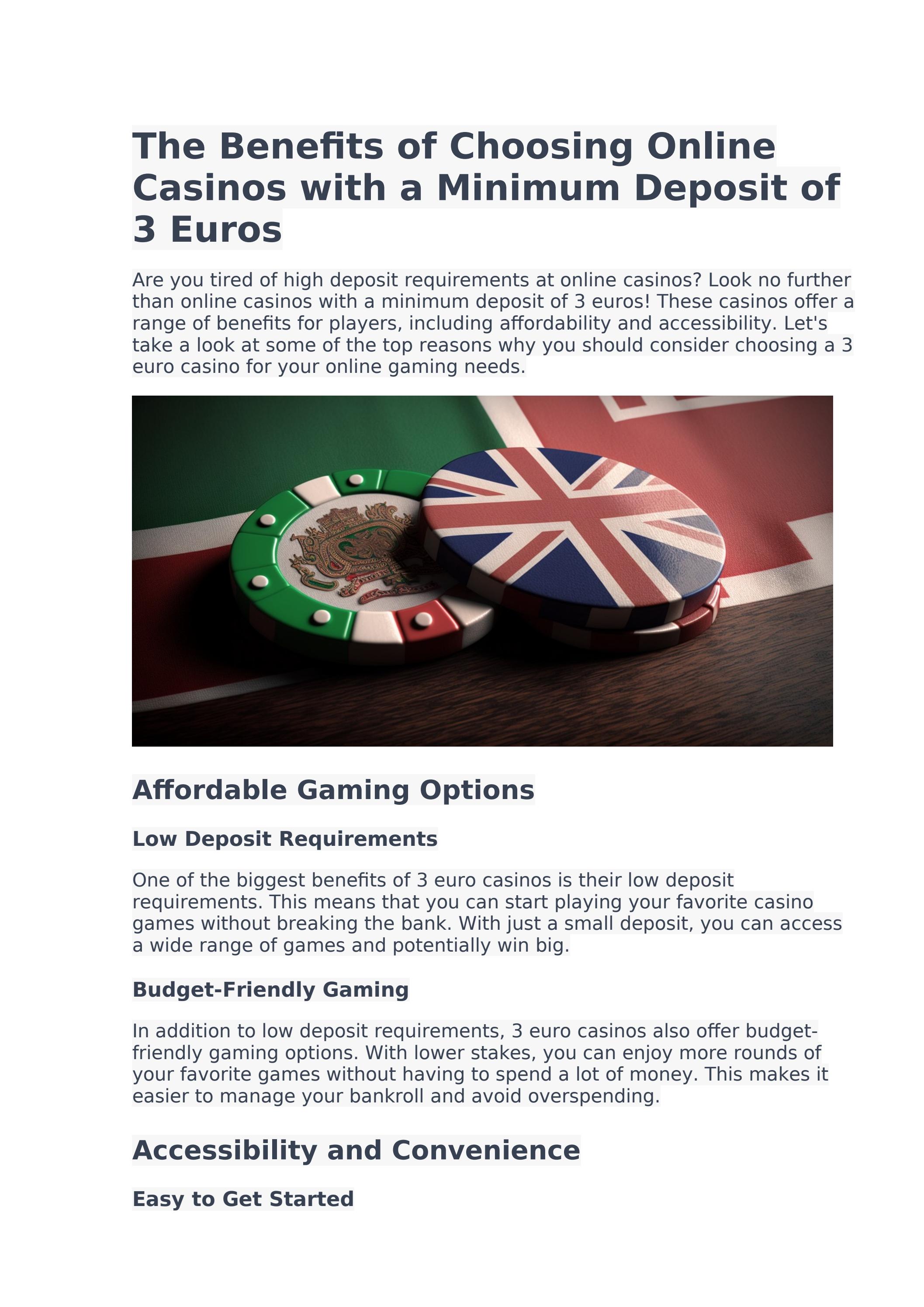 The Benefits of Choosing Online Casinos with a Minimum Deposit of 3 Euros by domsonsamanta Issuu