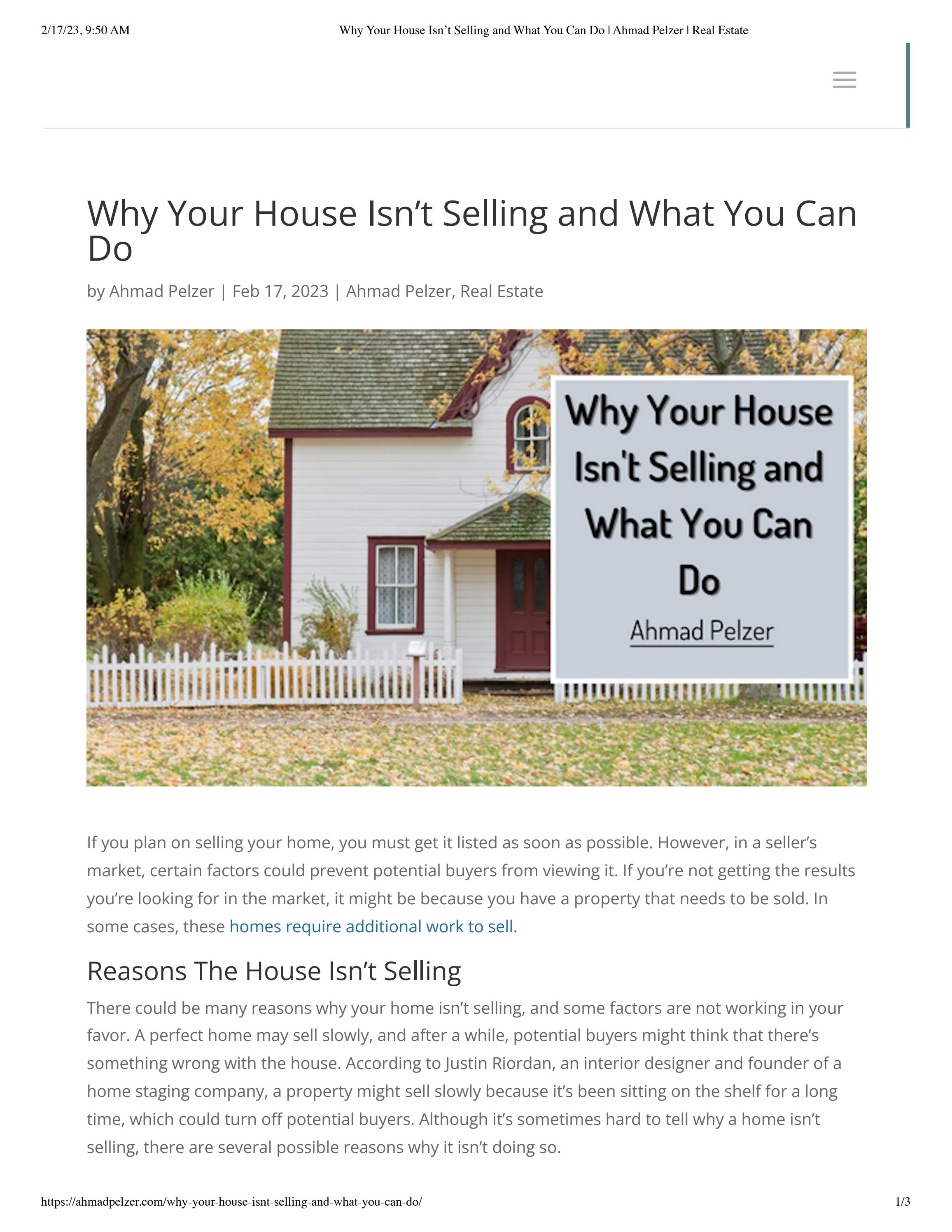 Why Your House Isn’t Selling and What You Can Do by Ahmad Pelzer Issuu