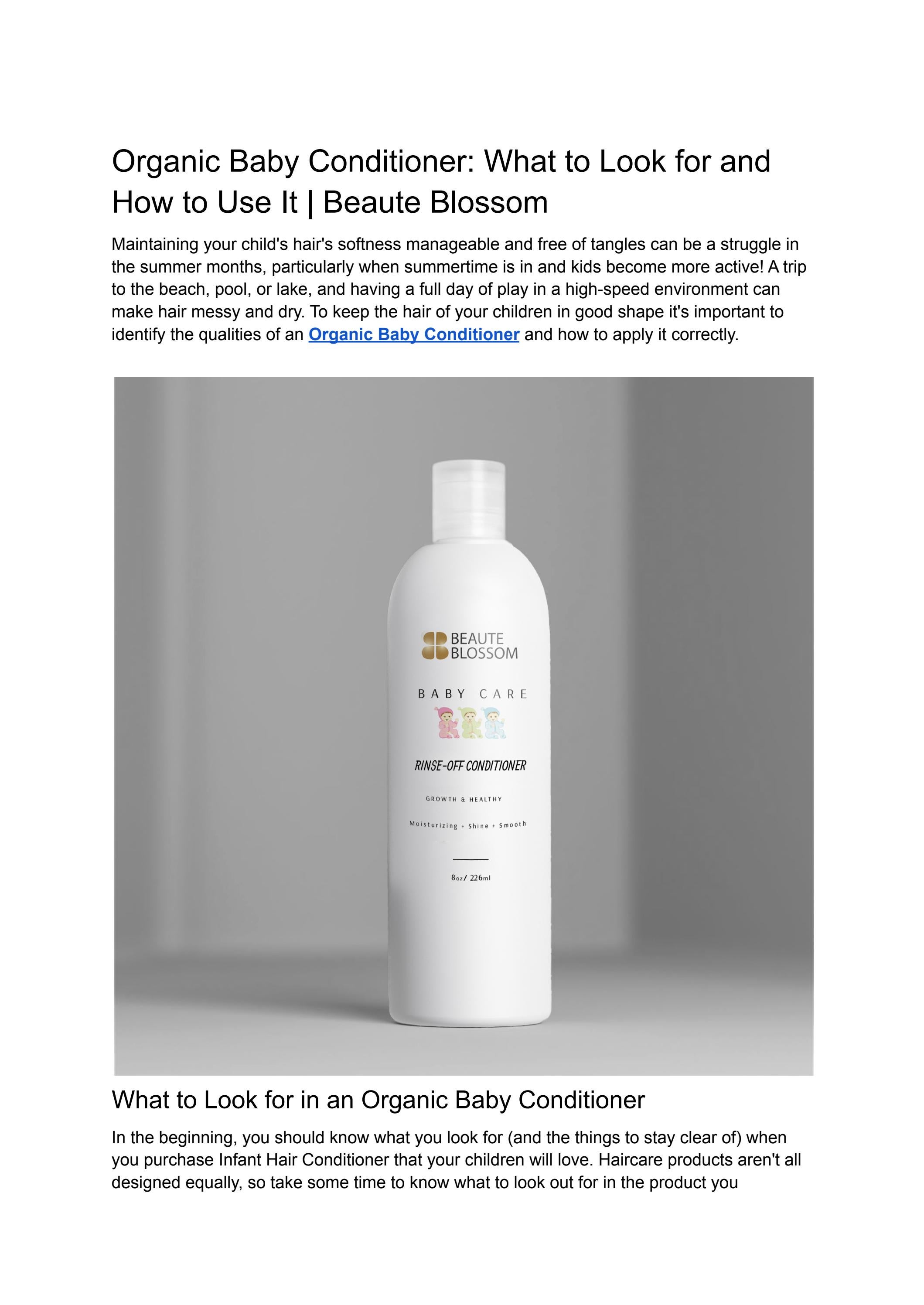 Organic Baby Conditioner What to Look for and How to Use It Beaute