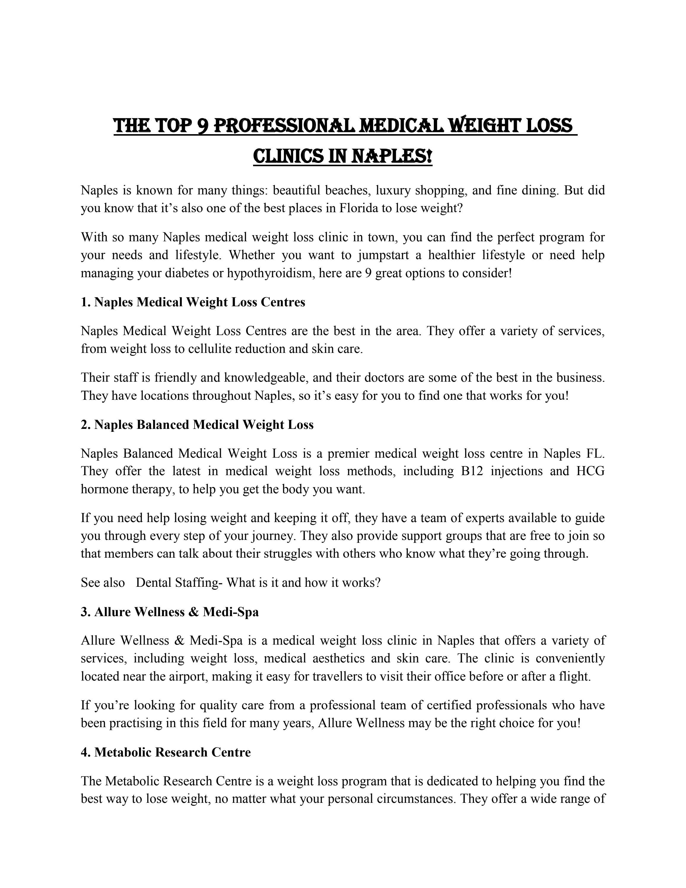 The Top 9 Professional Medical Weight Loss Clinics in Naples! by