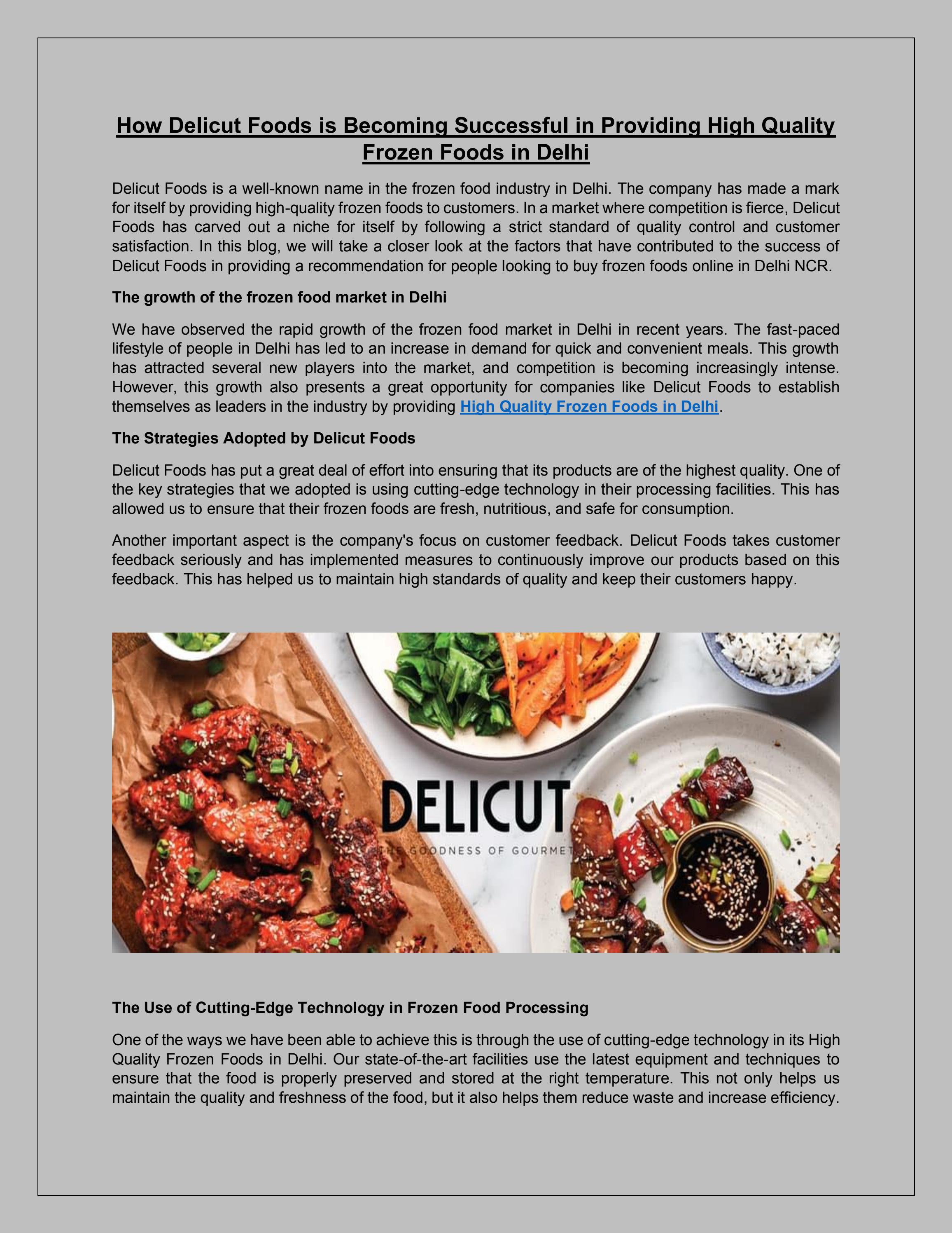 High Quality Frozen Foods in Delhi Frozen Food Online in Delhi NCR by