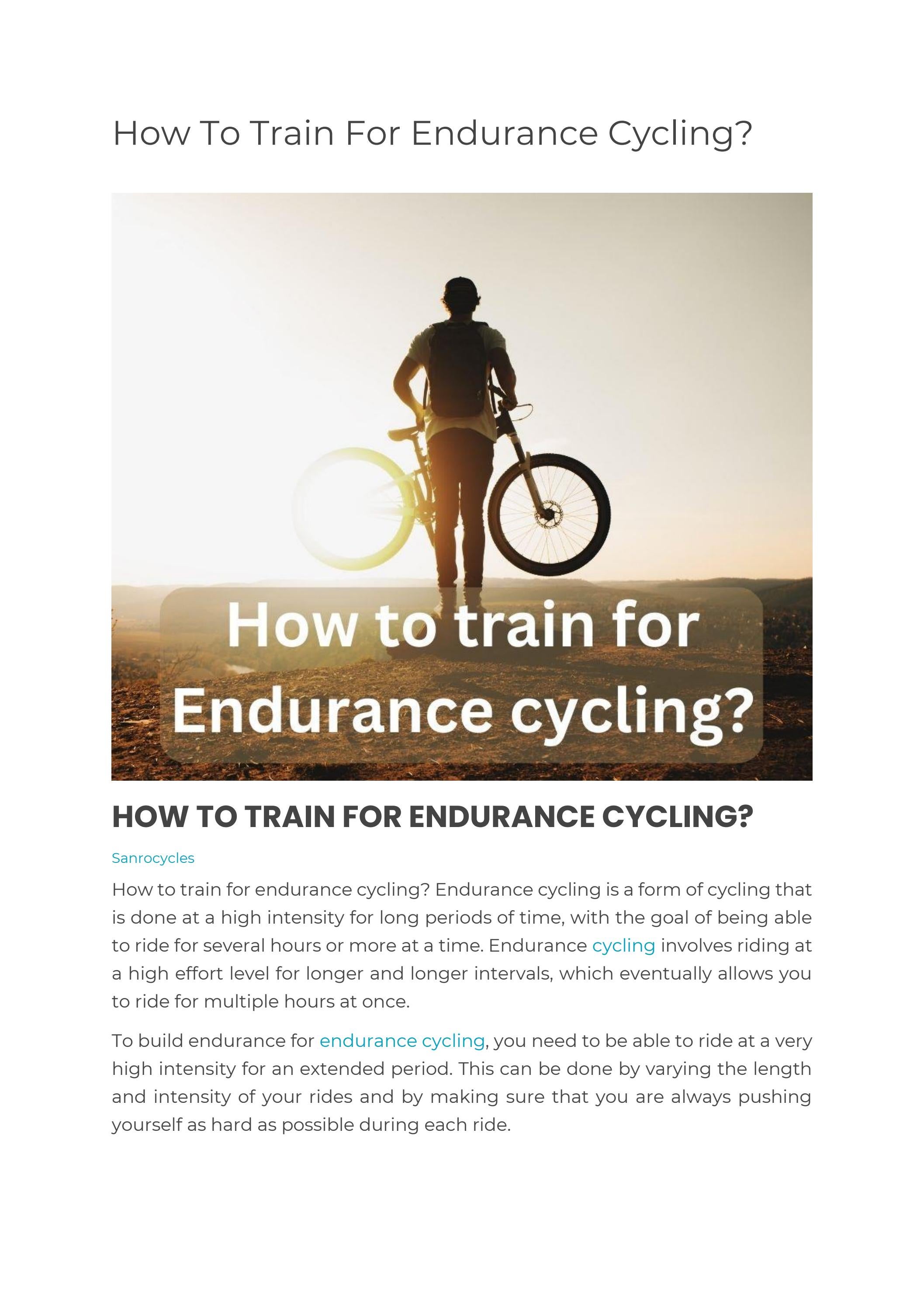 How To Train For Endurance Cycling? by seo working Issuu