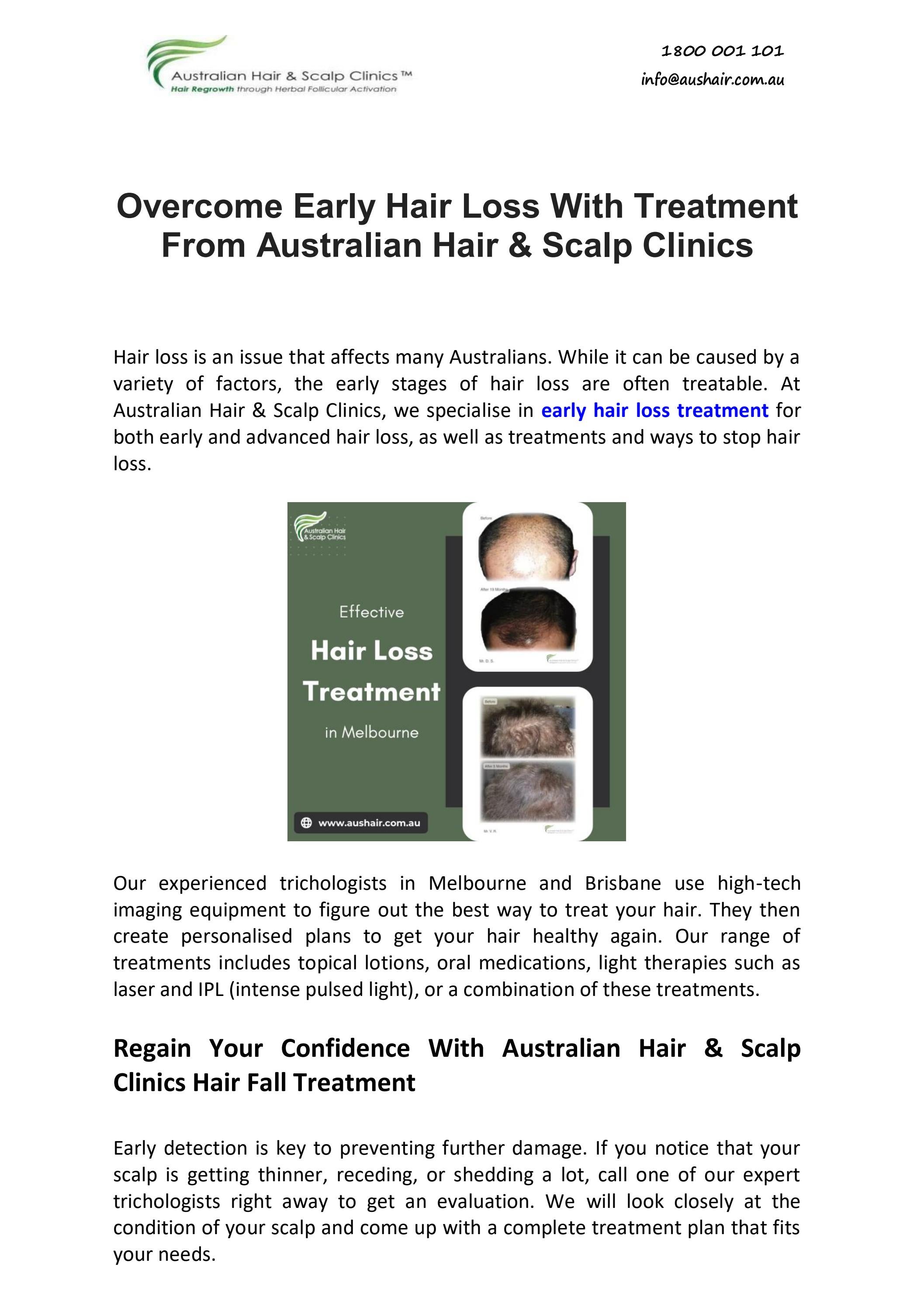 Early Hair Loss With Treatment From Australian Hair & Scalp