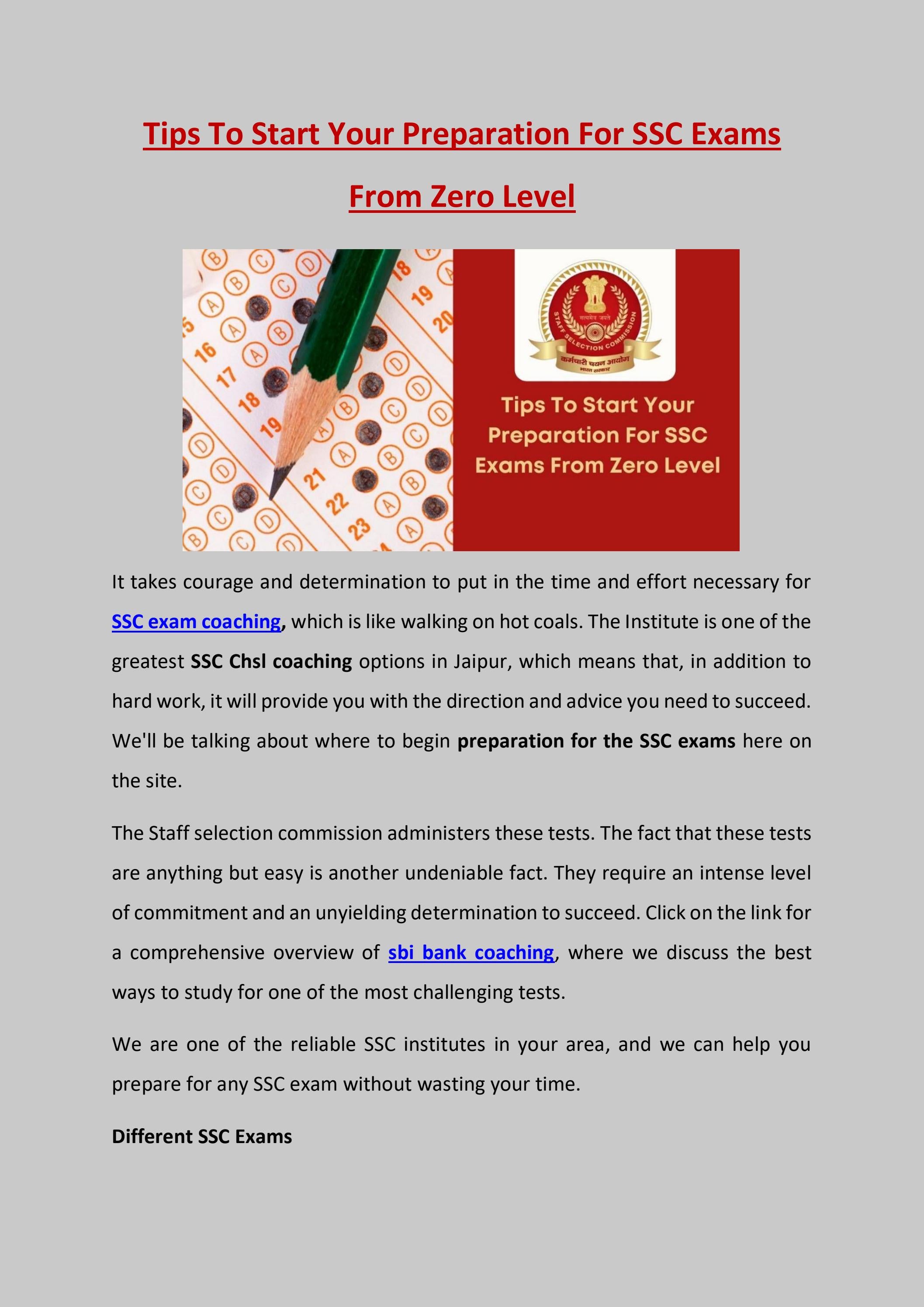 Tips To Start Your Preparation For SSC Exams From Zero Level By