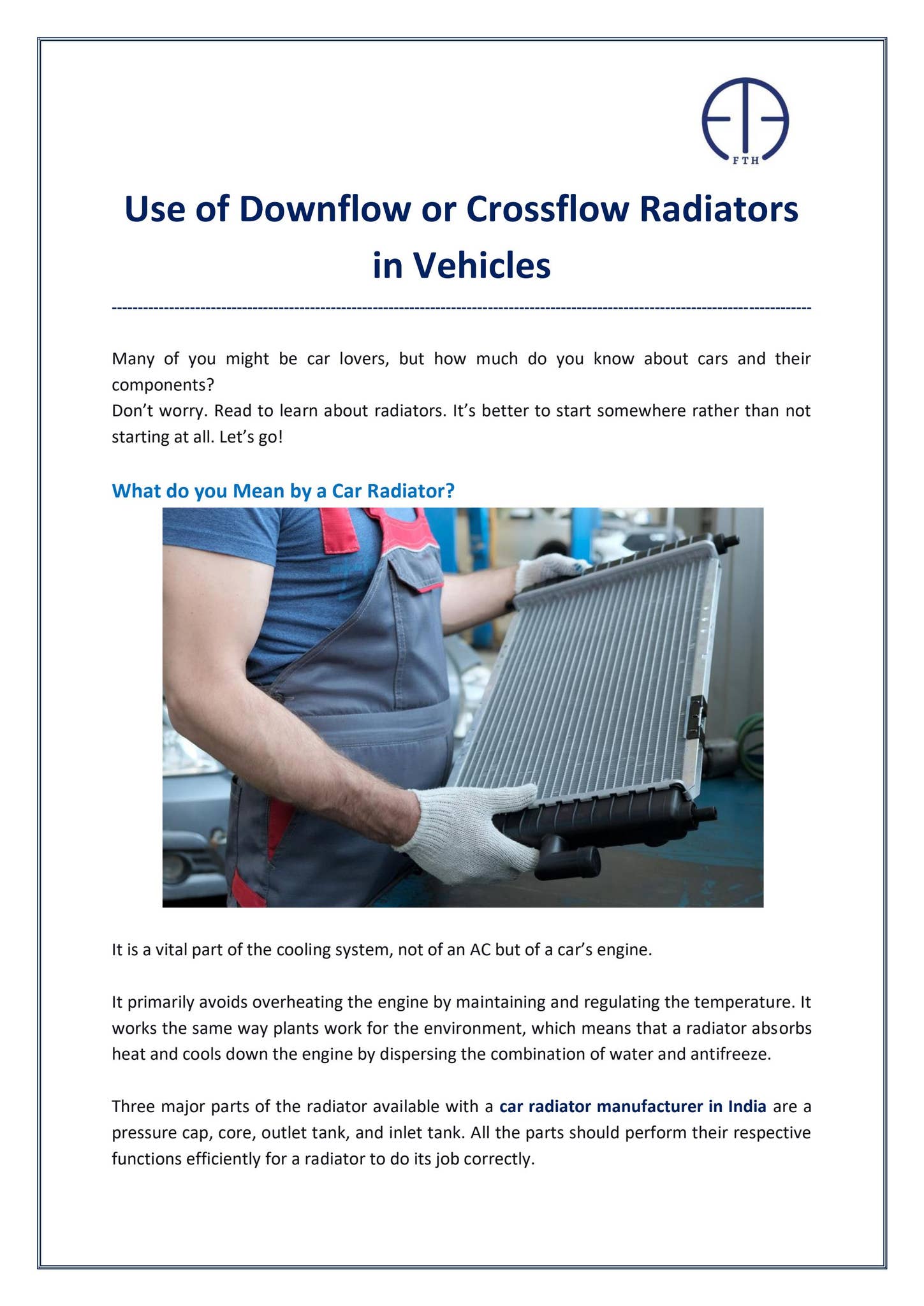 Use of Downflow or Crossflow Radiators in Vehicles by FTH Industries - Issuu, image size:1449x2048