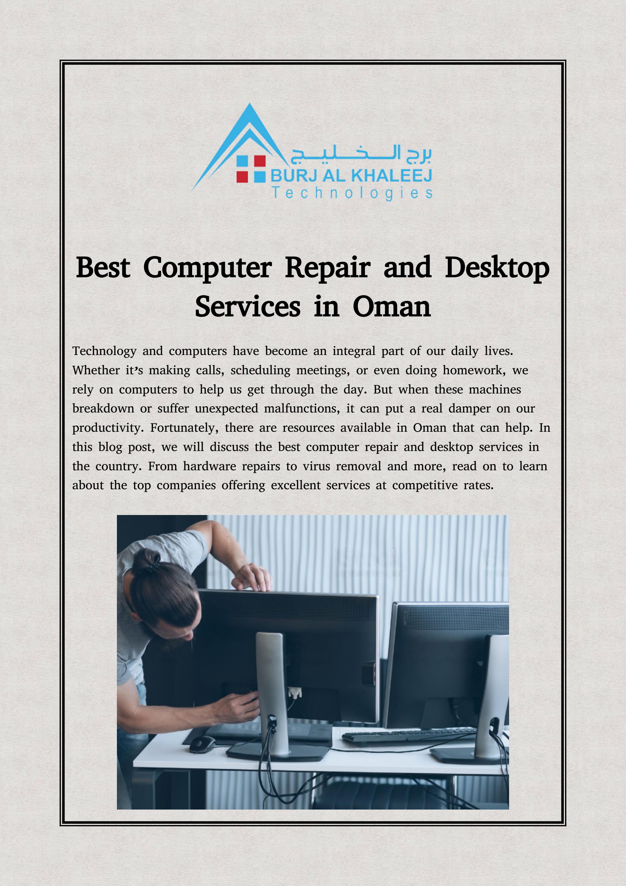 Best Computer Repair and Desktop Services in Oman by Burj Technologies