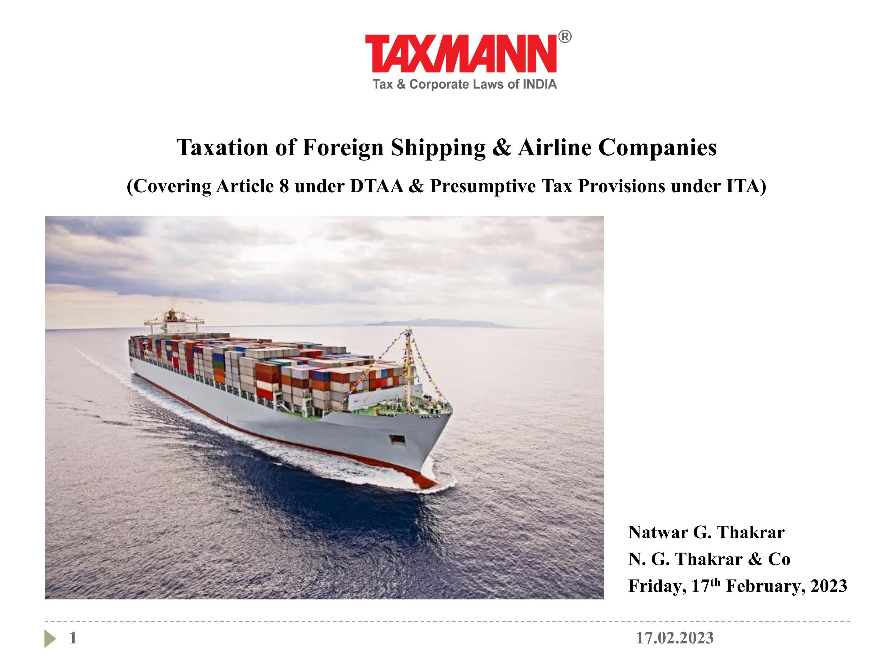 TaxmannPPT Taxation of Foreign Shipping Companies & Airlines with