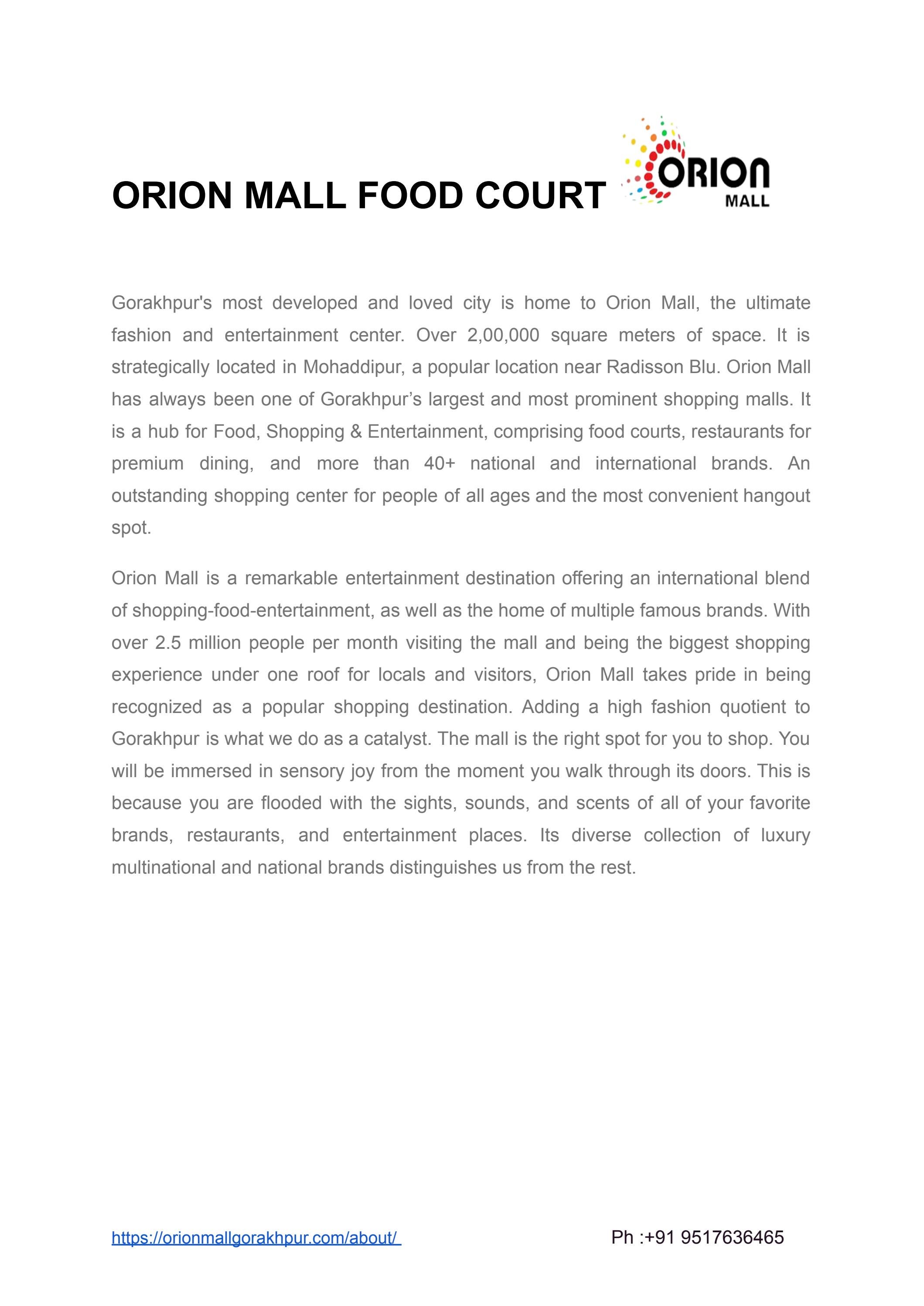 Biggest Mall In Gorakhpur By Orion Global4 Issuu