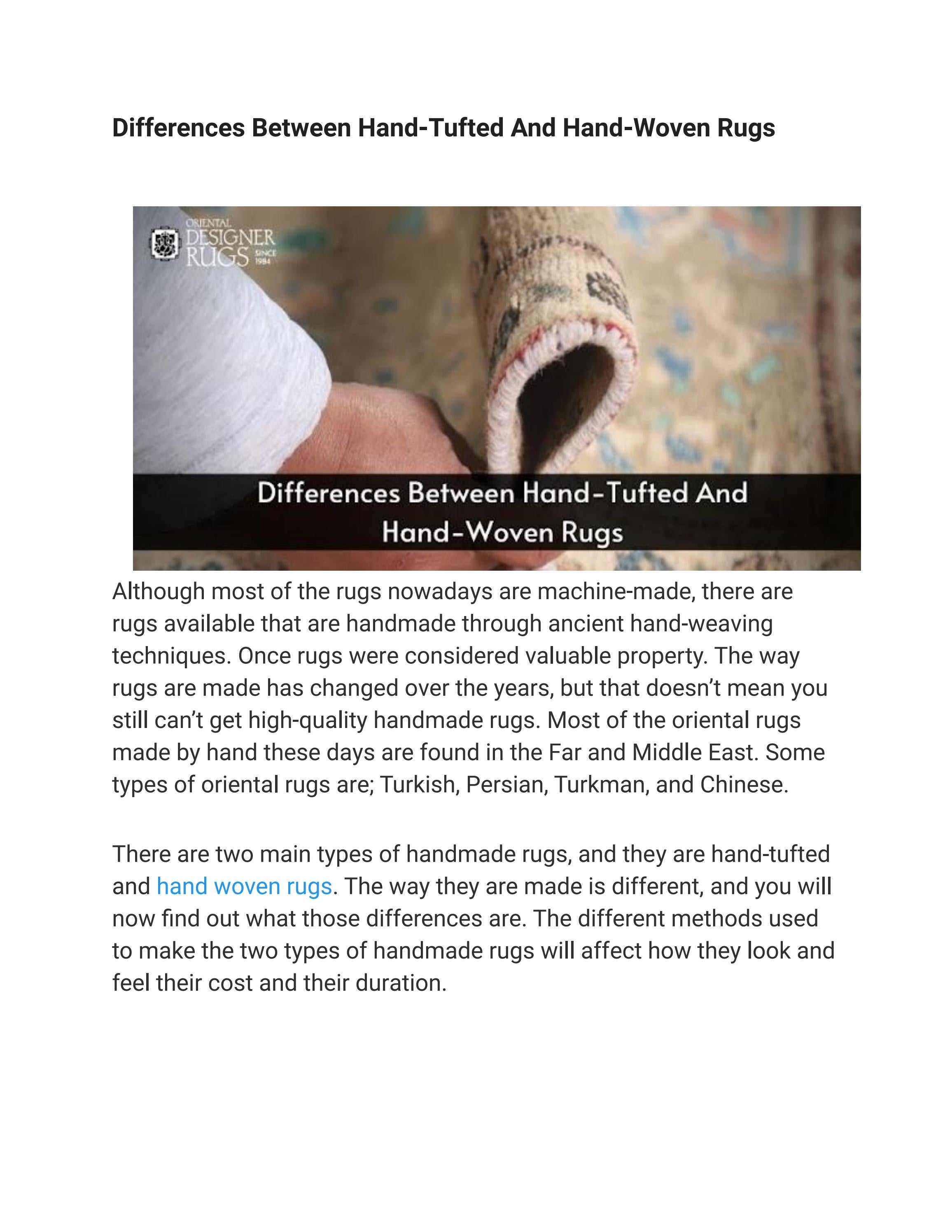 Differences Between HandTufted And HandWoven Rugs by Vineet Golchha Issuu