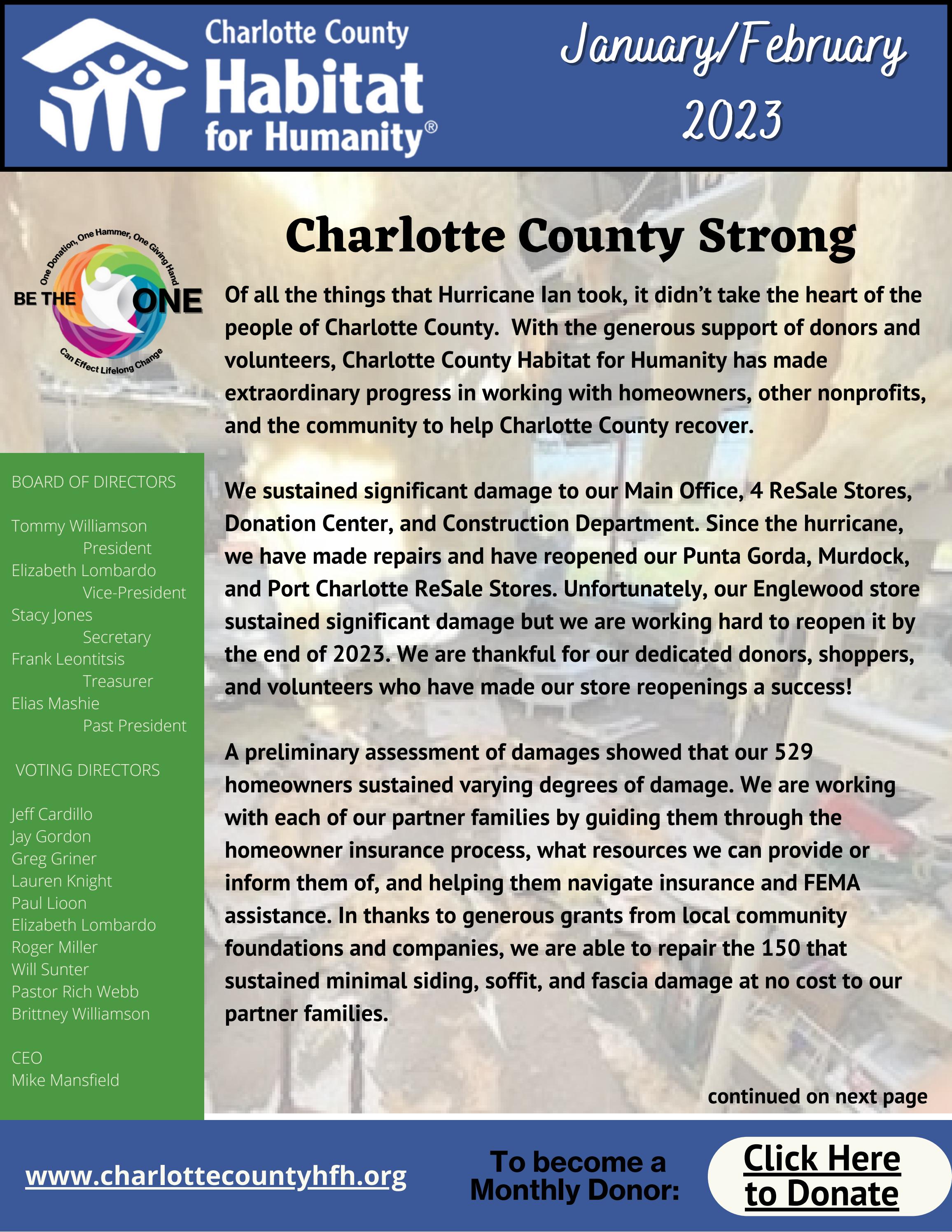 January/February 2023 Newsletter by Charlotte County Habitat For