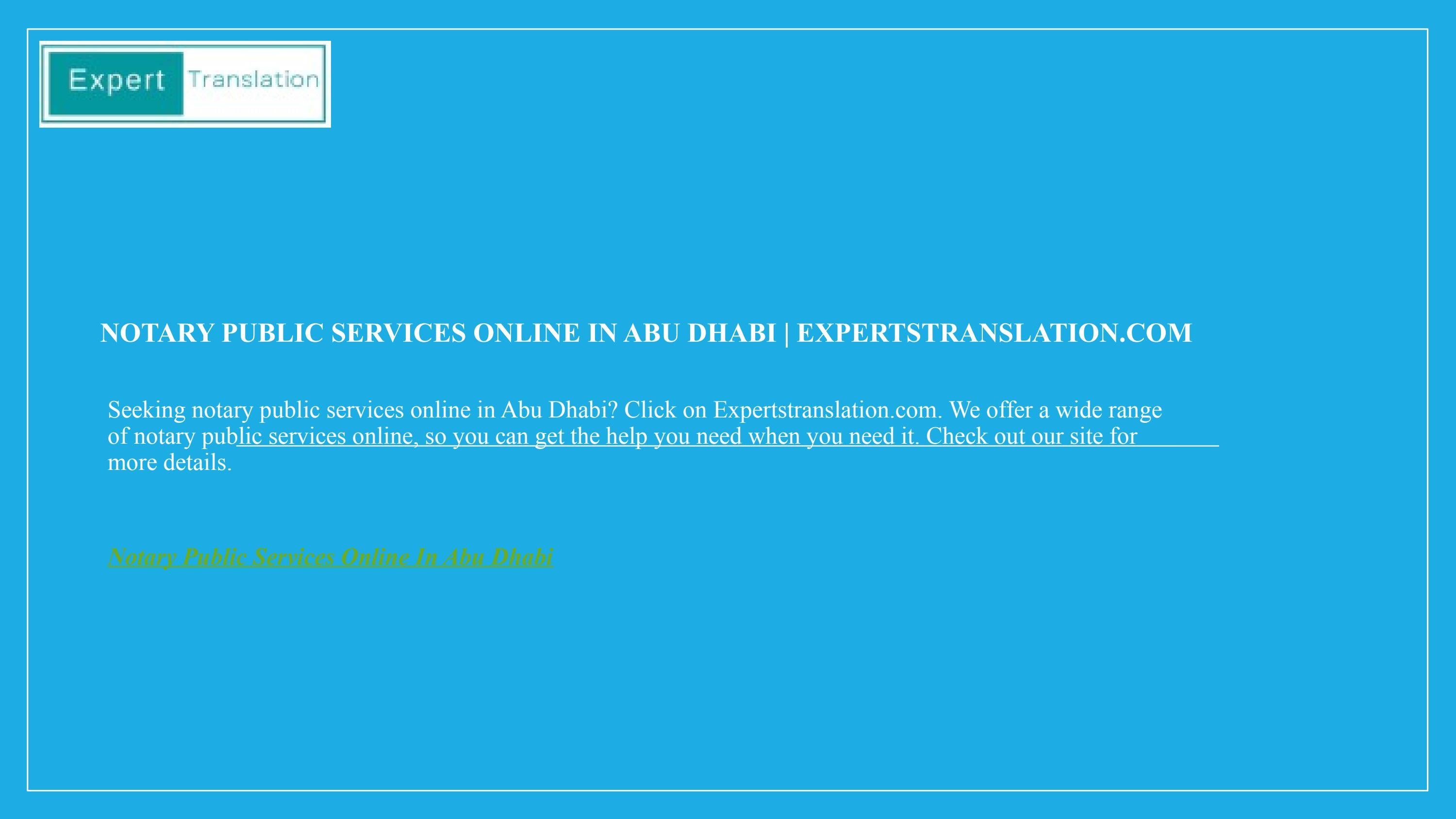 Notary Public Services Online In Abu Dhabi by