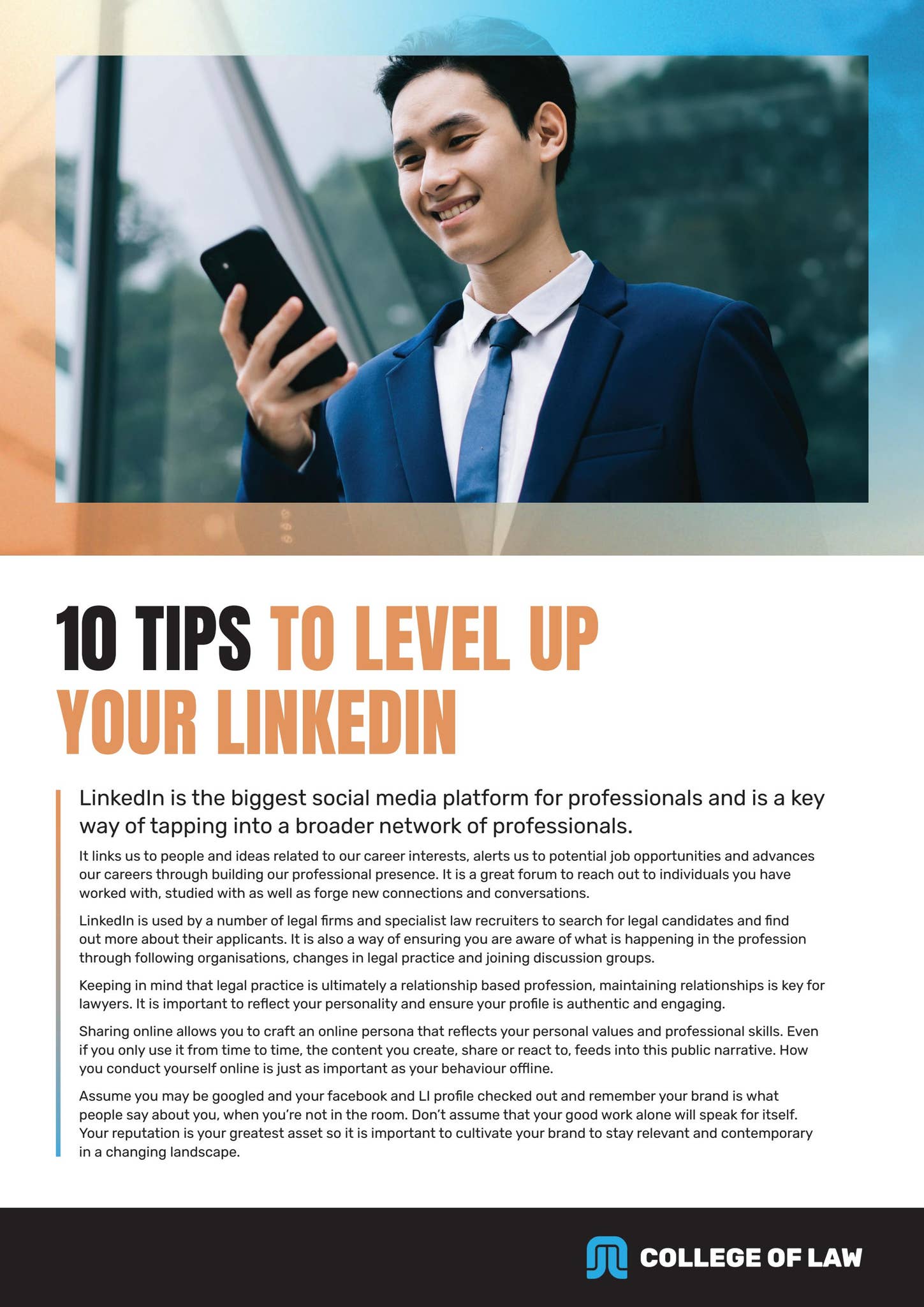 Career Resource | Top 10 Tips to Level Up Your LinkedIn by The College ...
