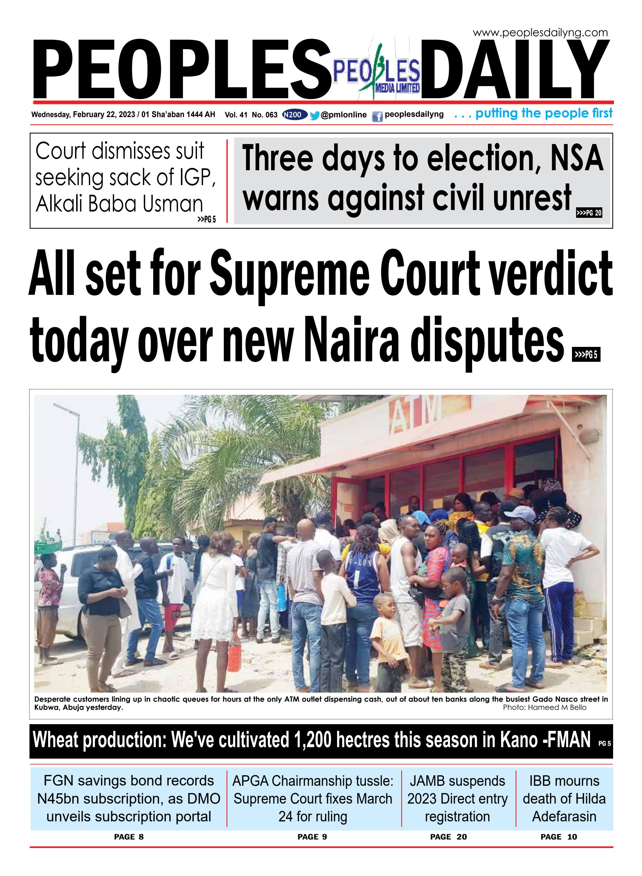 Wednesday February 22nd 2023 Edition By Peoples Media Limited Issuu