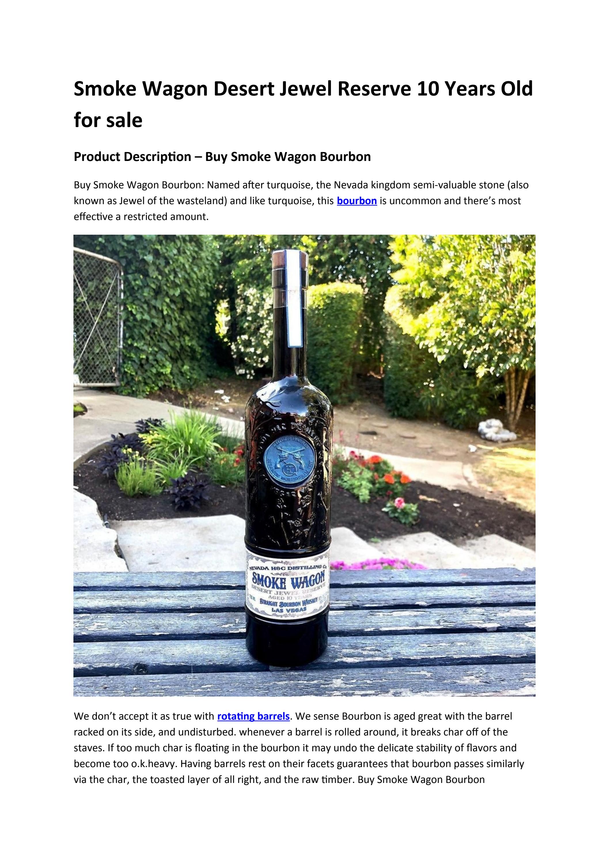 Smoke Wagon Desert Jewel Reserve 10 Years Old for sale by jacob joh Issuu