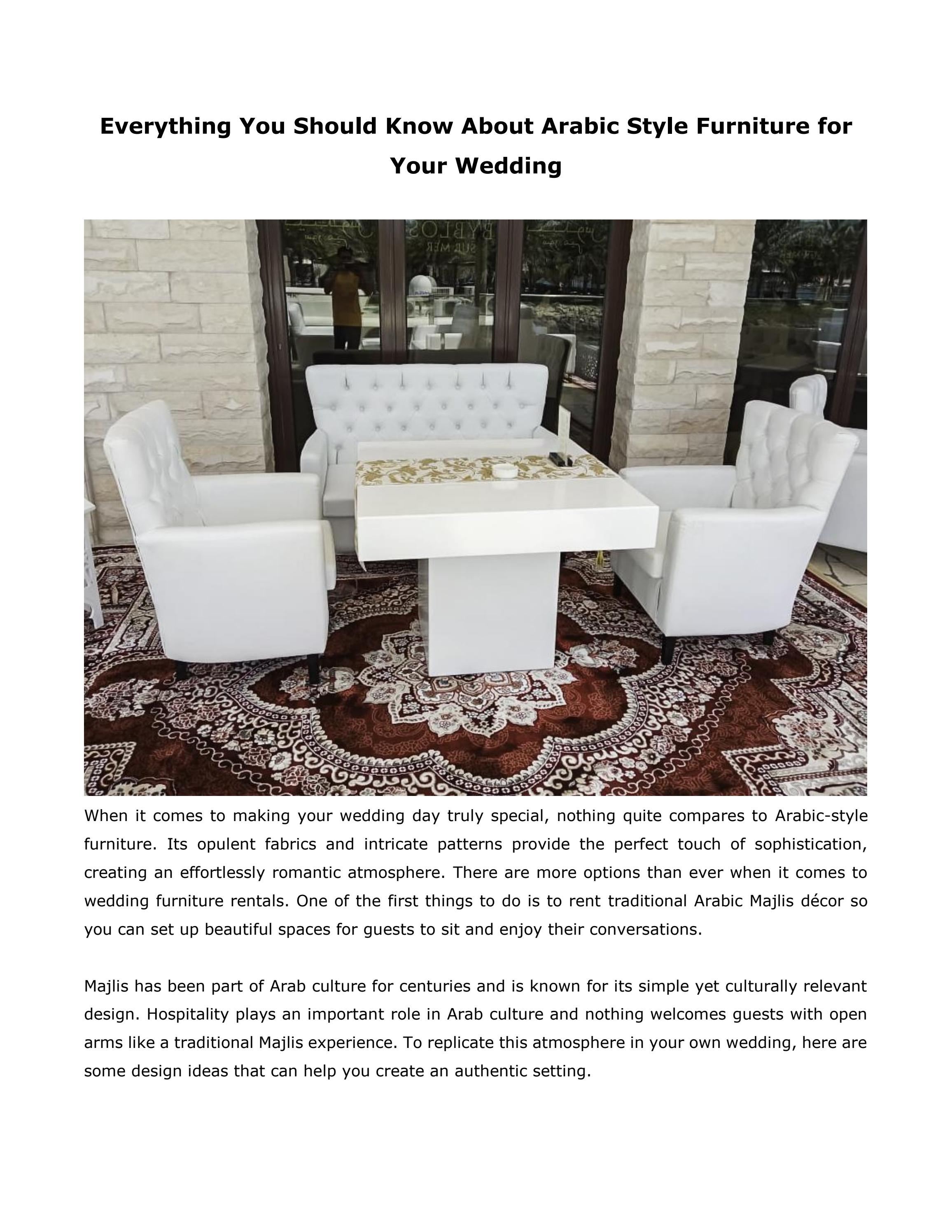 Everything You Should Know About Arabic Style Furniture for Your