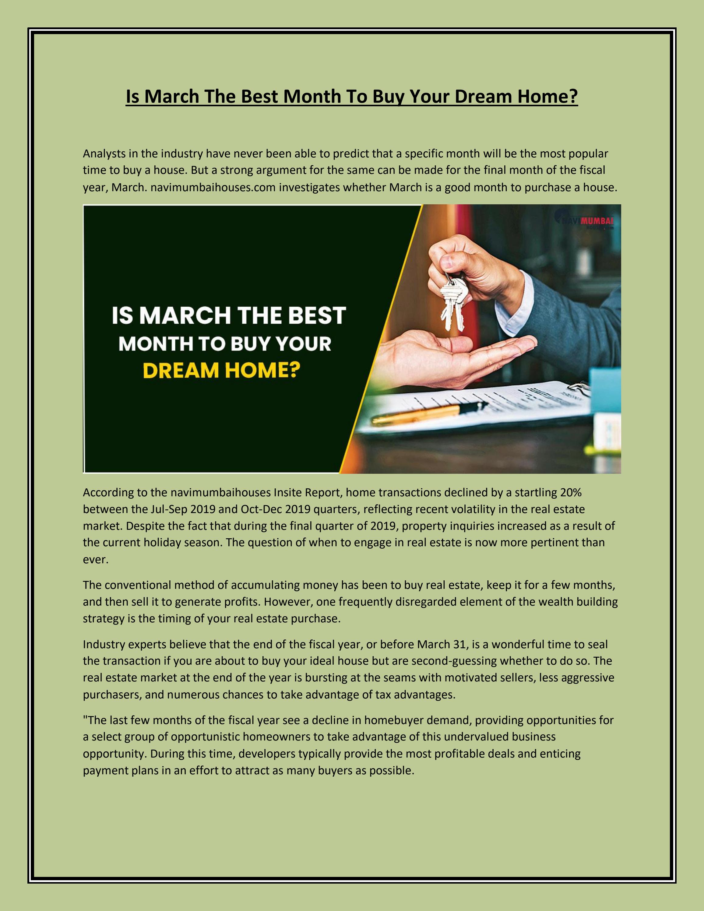 Is March The Best Month To Buy Your Dream Home? by NHMhouses Issuu