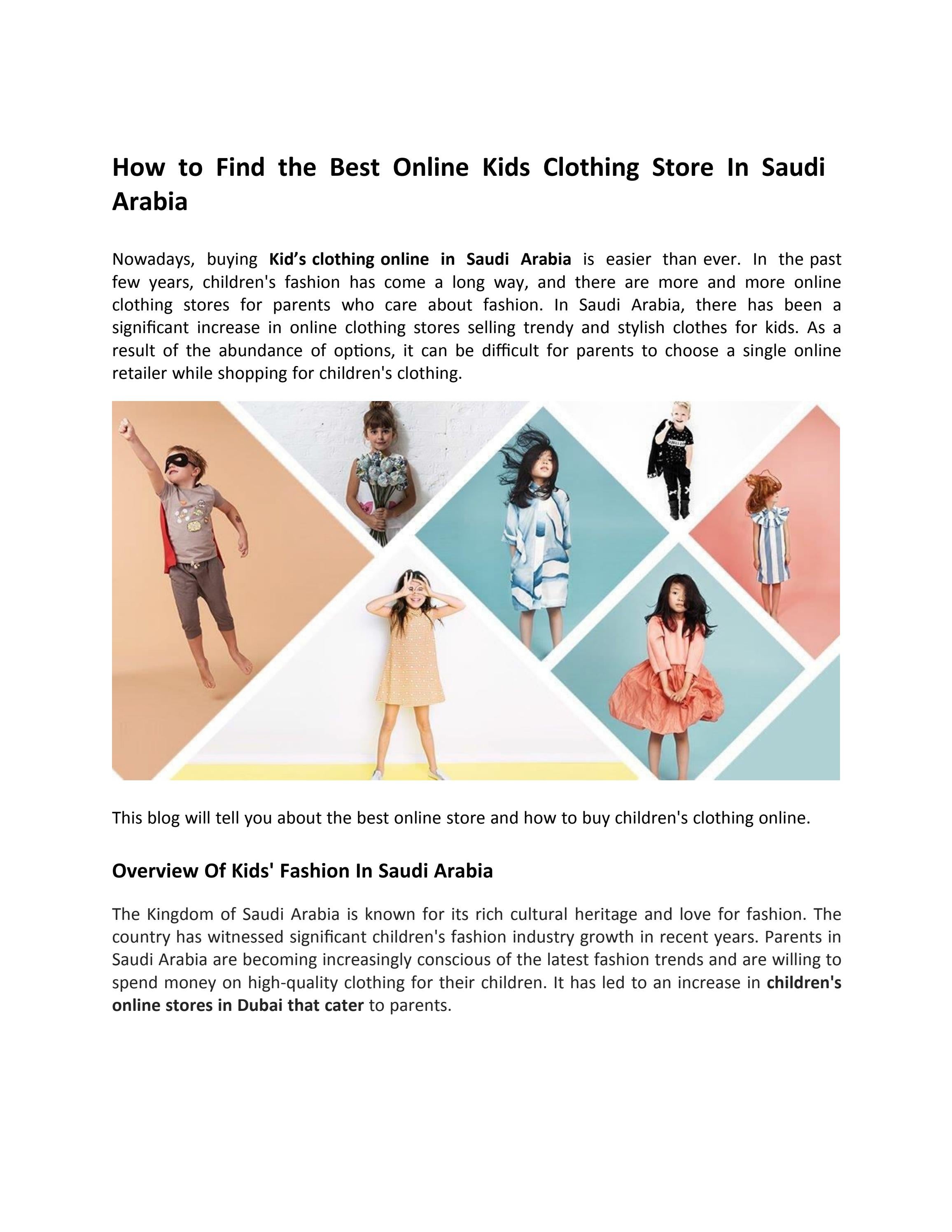 How to Find the Best Online Kids Clothing Store In Saudi Arabia by