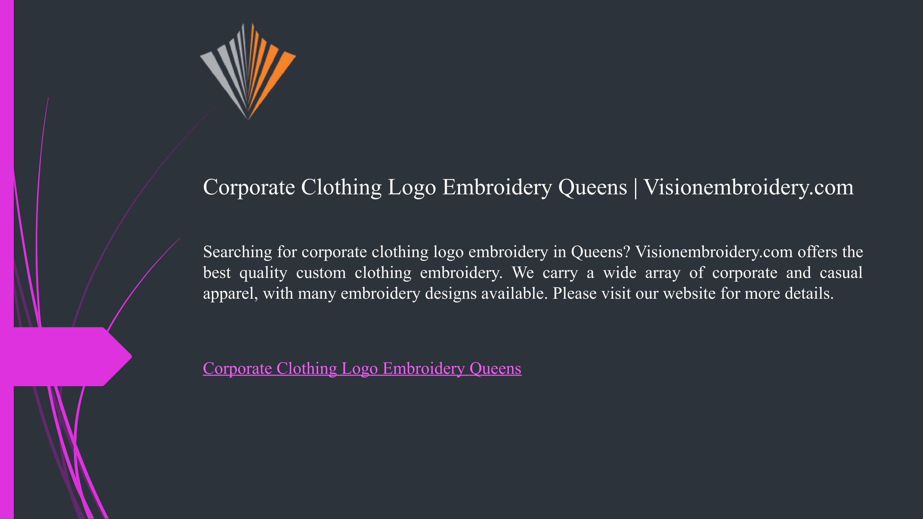 Corporate Clothing Logo Embroidery Queens by