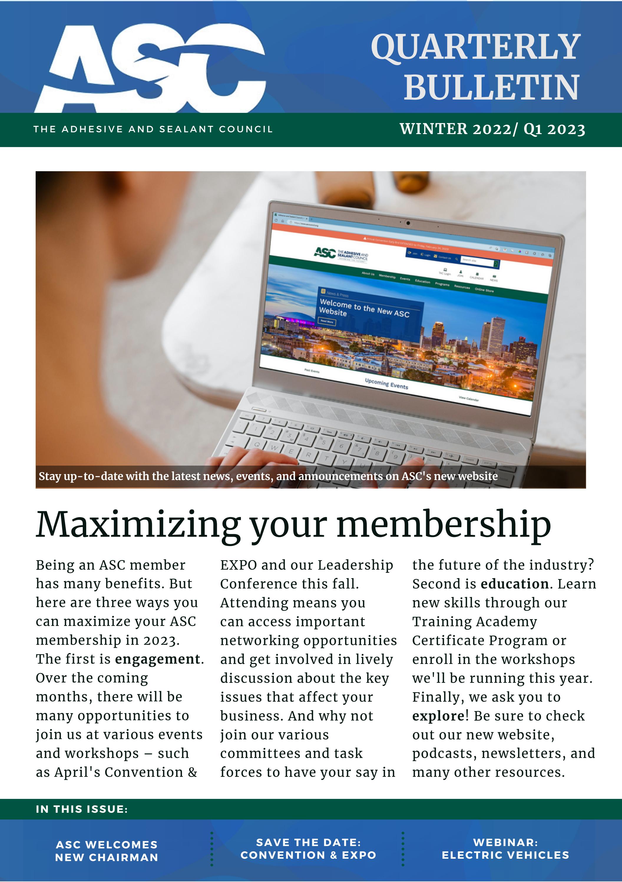 ASC Quarterly Bulletin ¦ Winter 2022/Q1 2023 by The Adhesive & Sealant Council Issuu