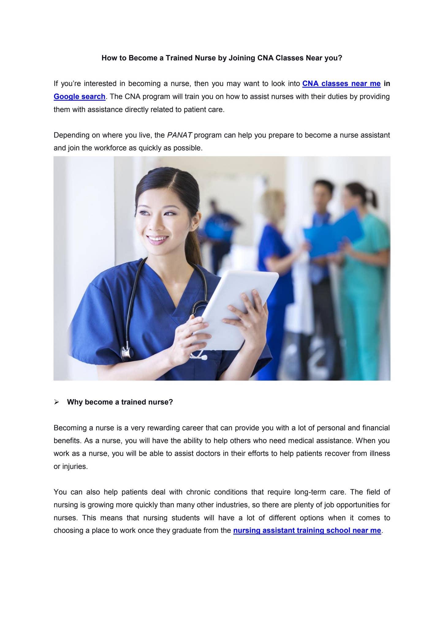 How to Become a Trained Nurse by Joining CNA Classes Near you by ...