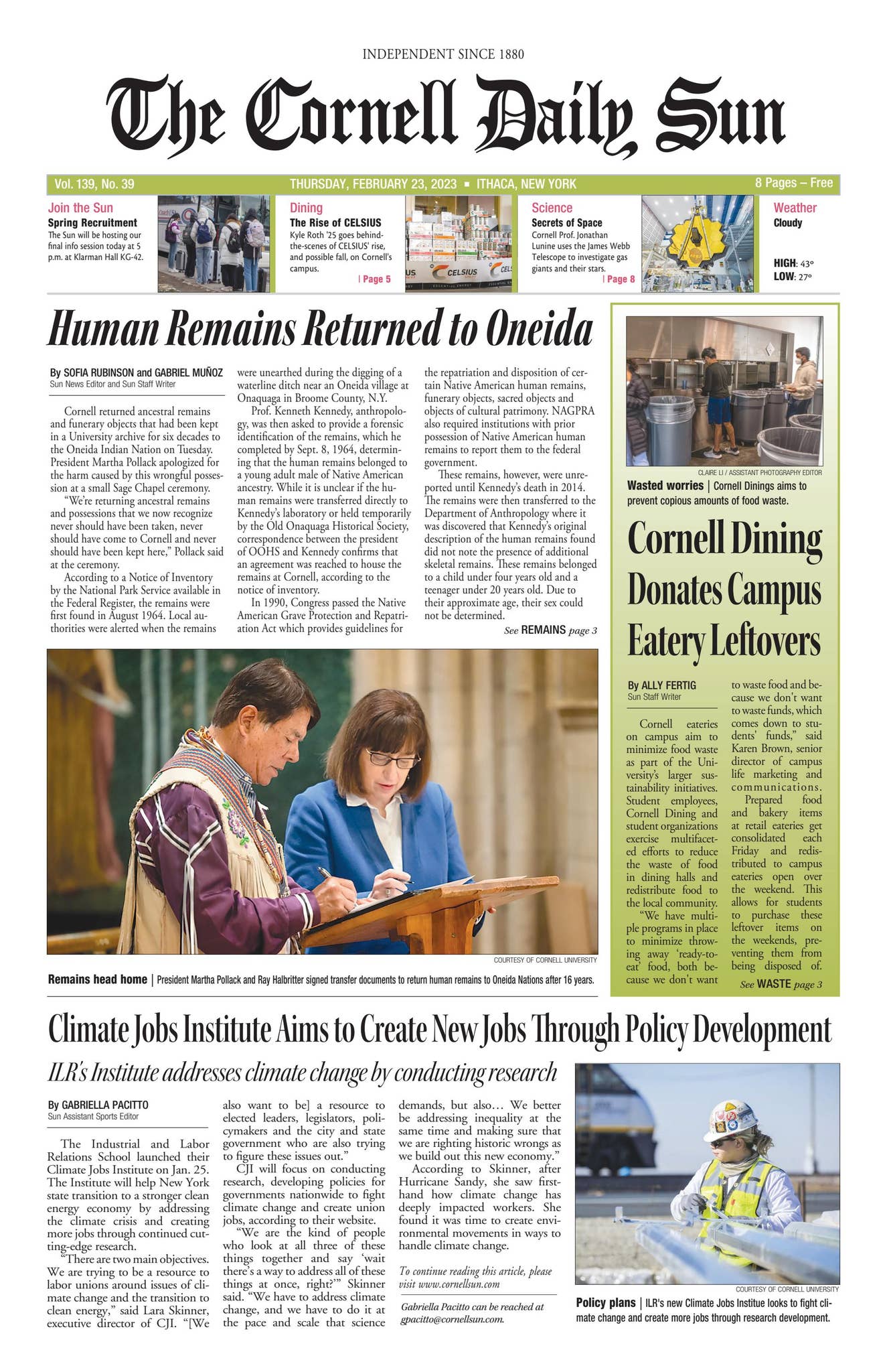 2-23 entire issue hi res by The Cornell Daily Sun - Issuu