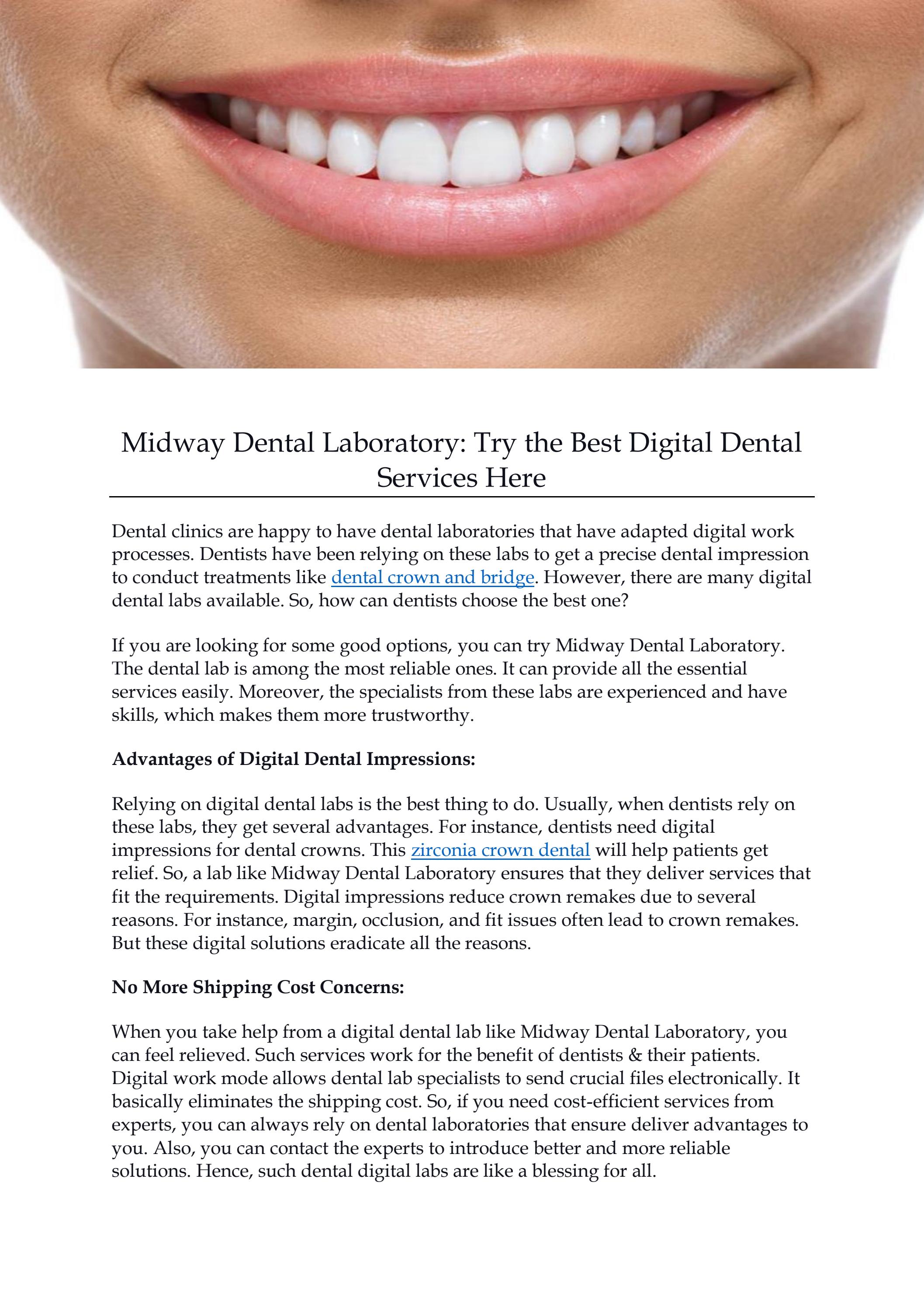 Midway Dental Laboratory Try the Best Digital Dental Services Here by