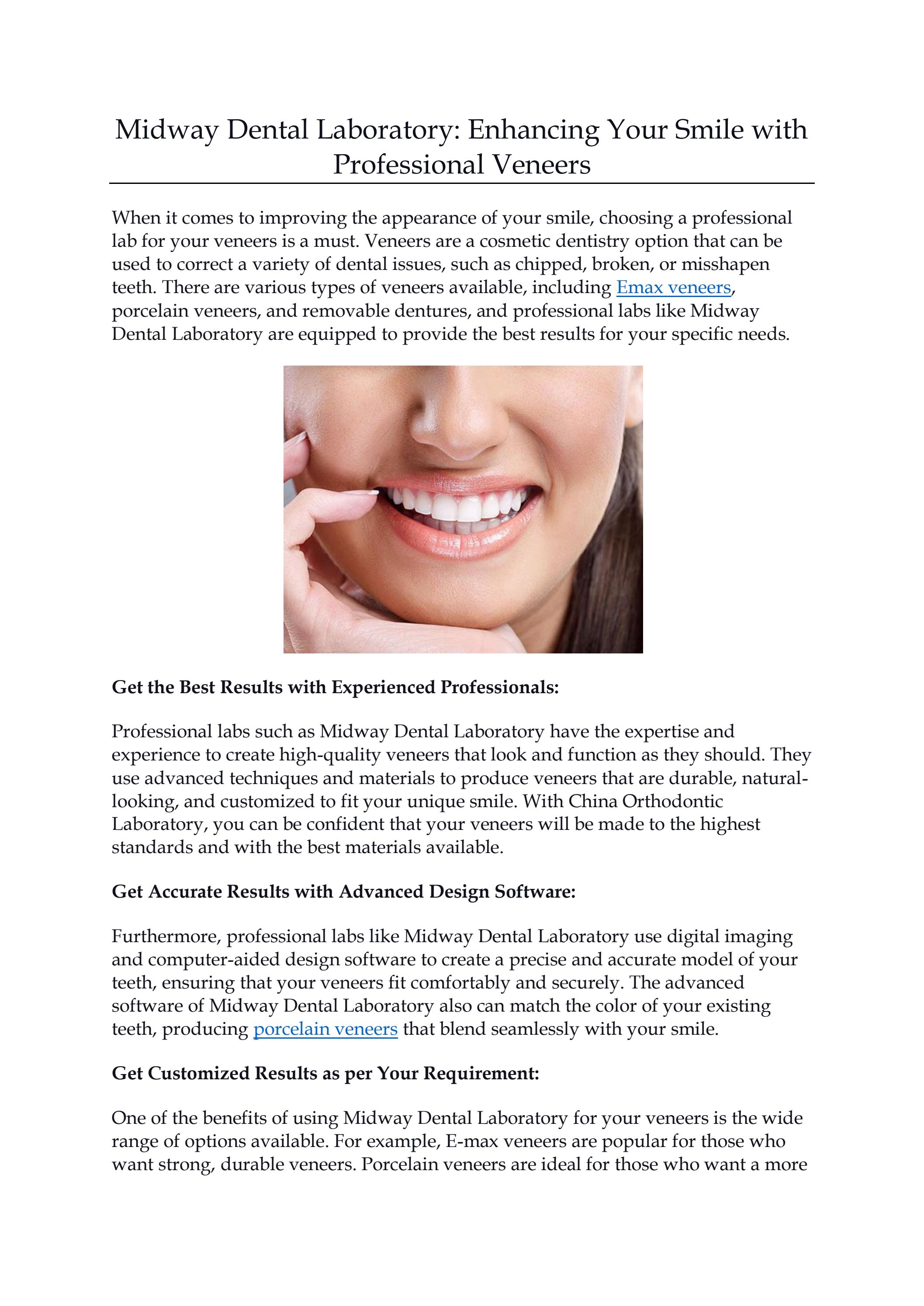 Midway Dental Laboratory Enhancing Your Smile with Professional