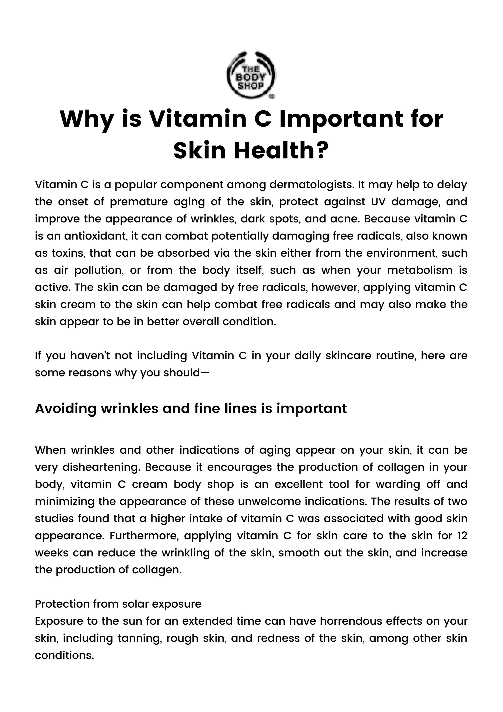 Why Is Vitamin C Important For Skin Health By The Body Shop India Issuu