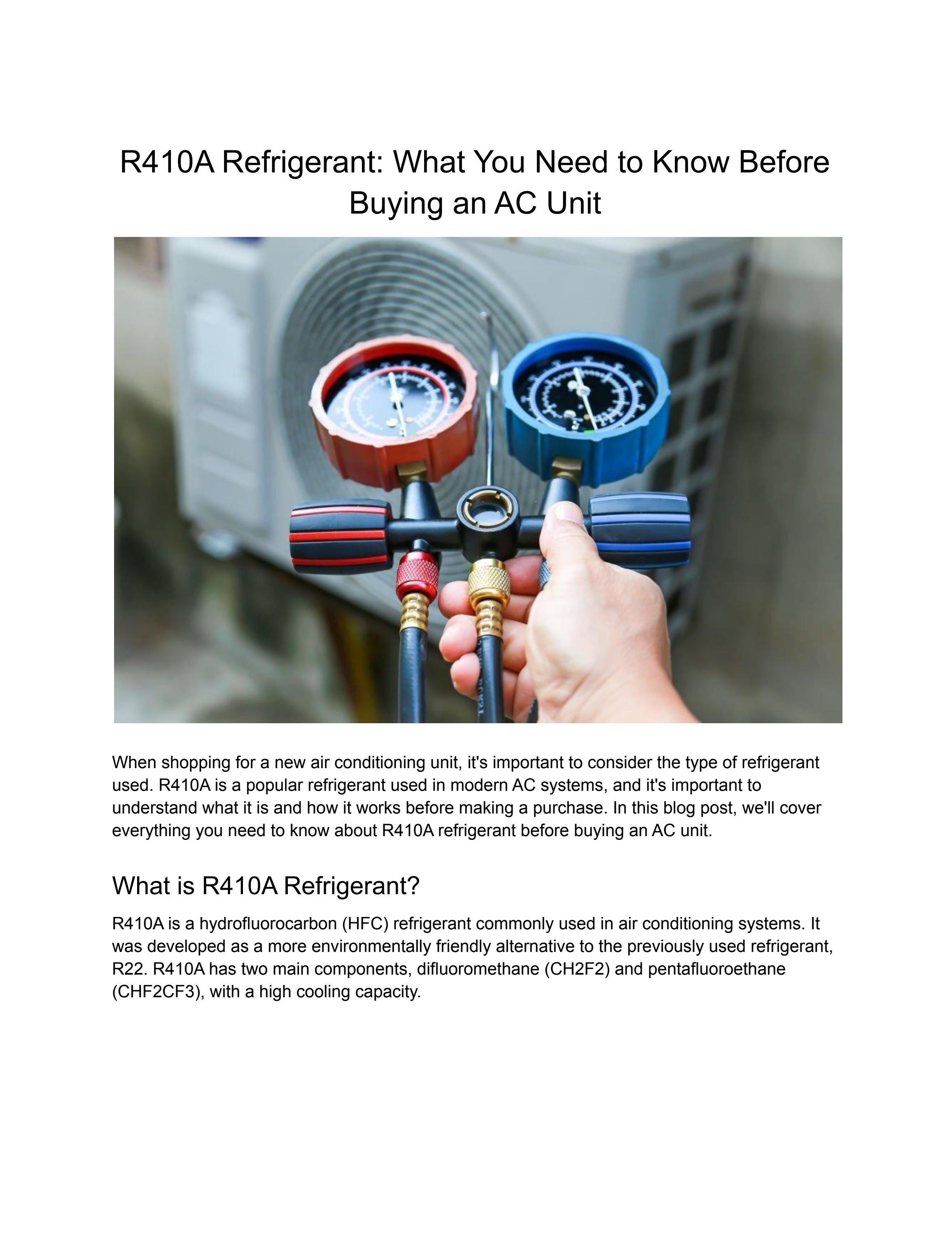 Buying an AC Unit With R410a Refrigerant by United Refrigerants Issuu