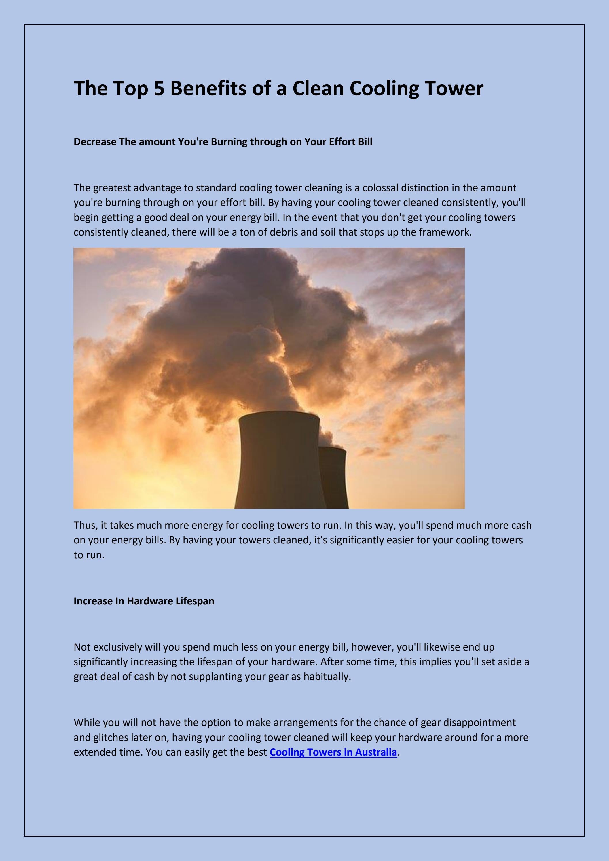 The Top 5 Benefits of a Clean Cooling Tower by braydenmarco Issuu