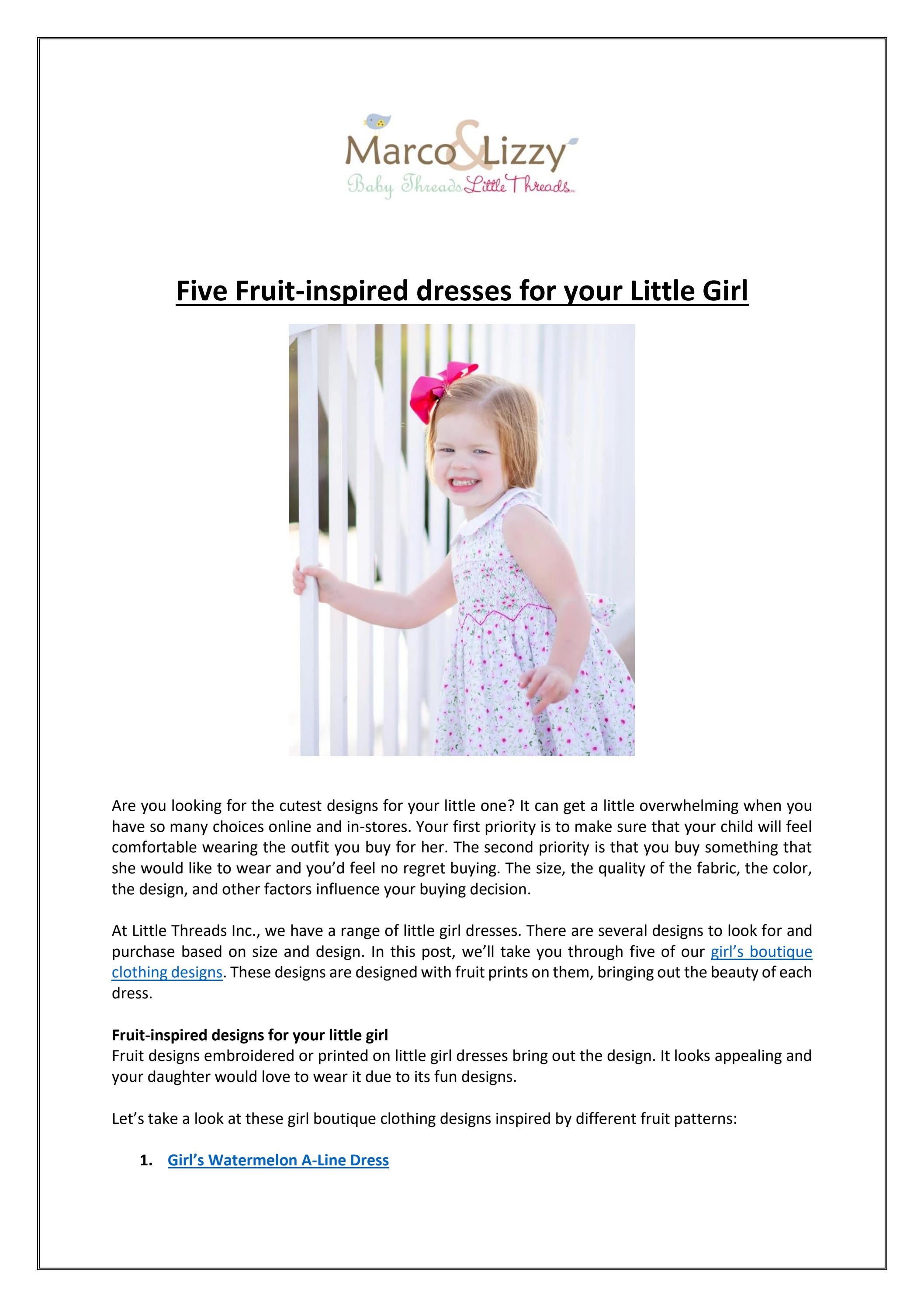 Five Fruitinspired dresses for your Little Girl by littlethreadsstores