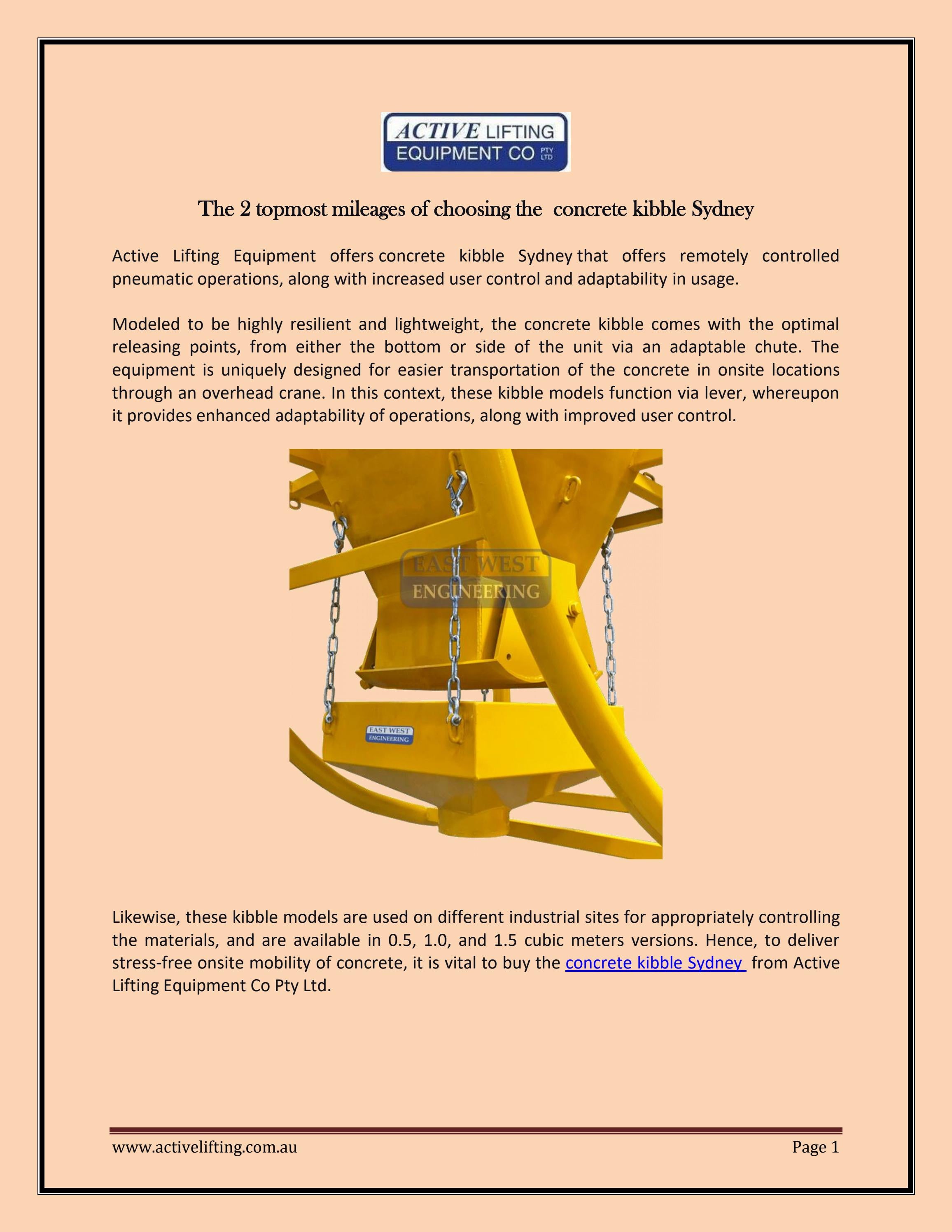 The 2 topmost mileages of choosing the concrete kibble Sydney by Active
