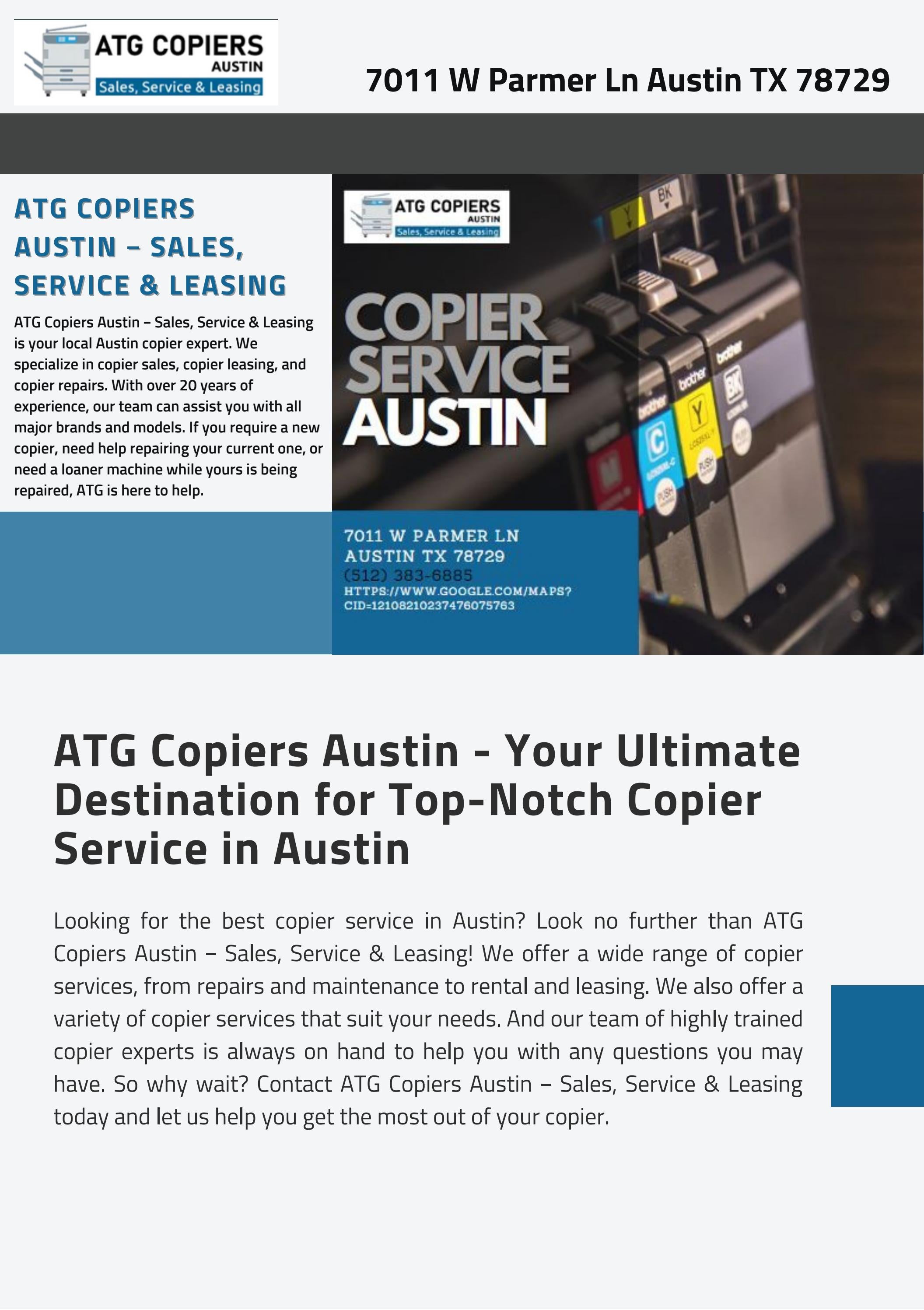 ATG Copiers Austin Your Ultimate Destination for TopNotch Copier