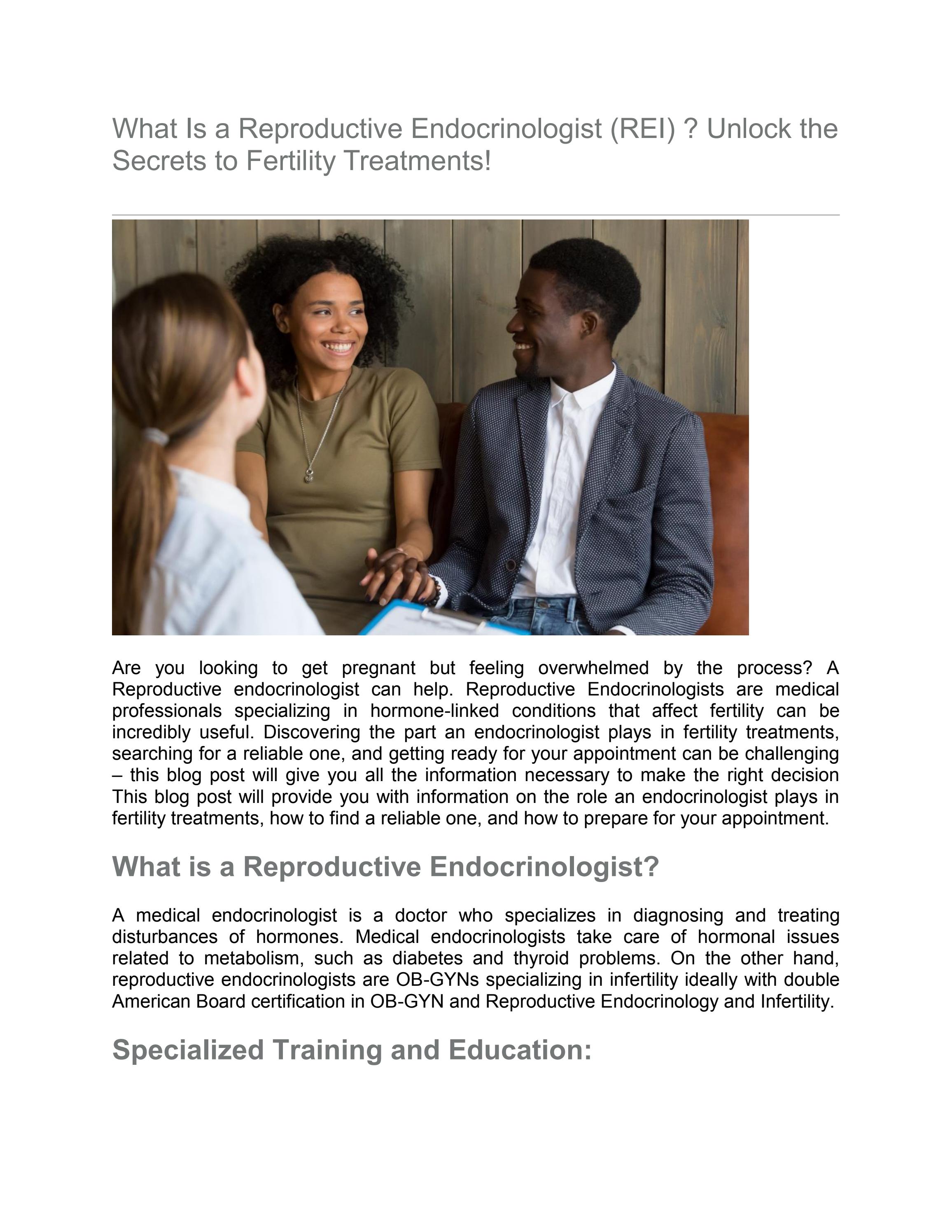 What Is a Reproductive Endocrinologist (REI) Unlock the Secrets to