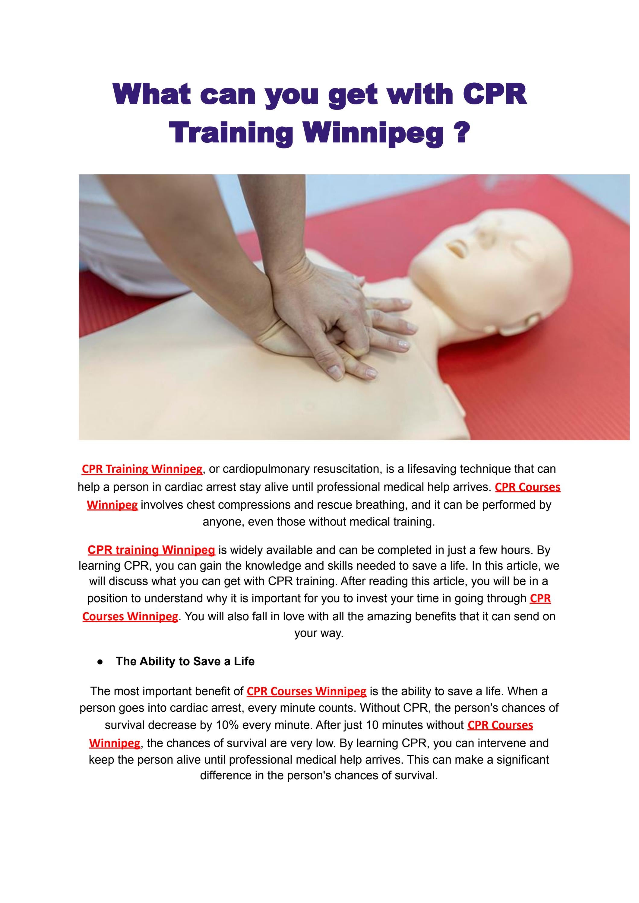 What can you get with CPR Training Winnipeg ? by Prepare First Aid