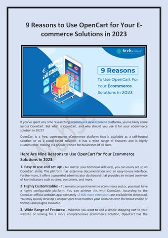 9 Reasons To Use OpenCart For Your E-commerce Solutions In 2023 by ...