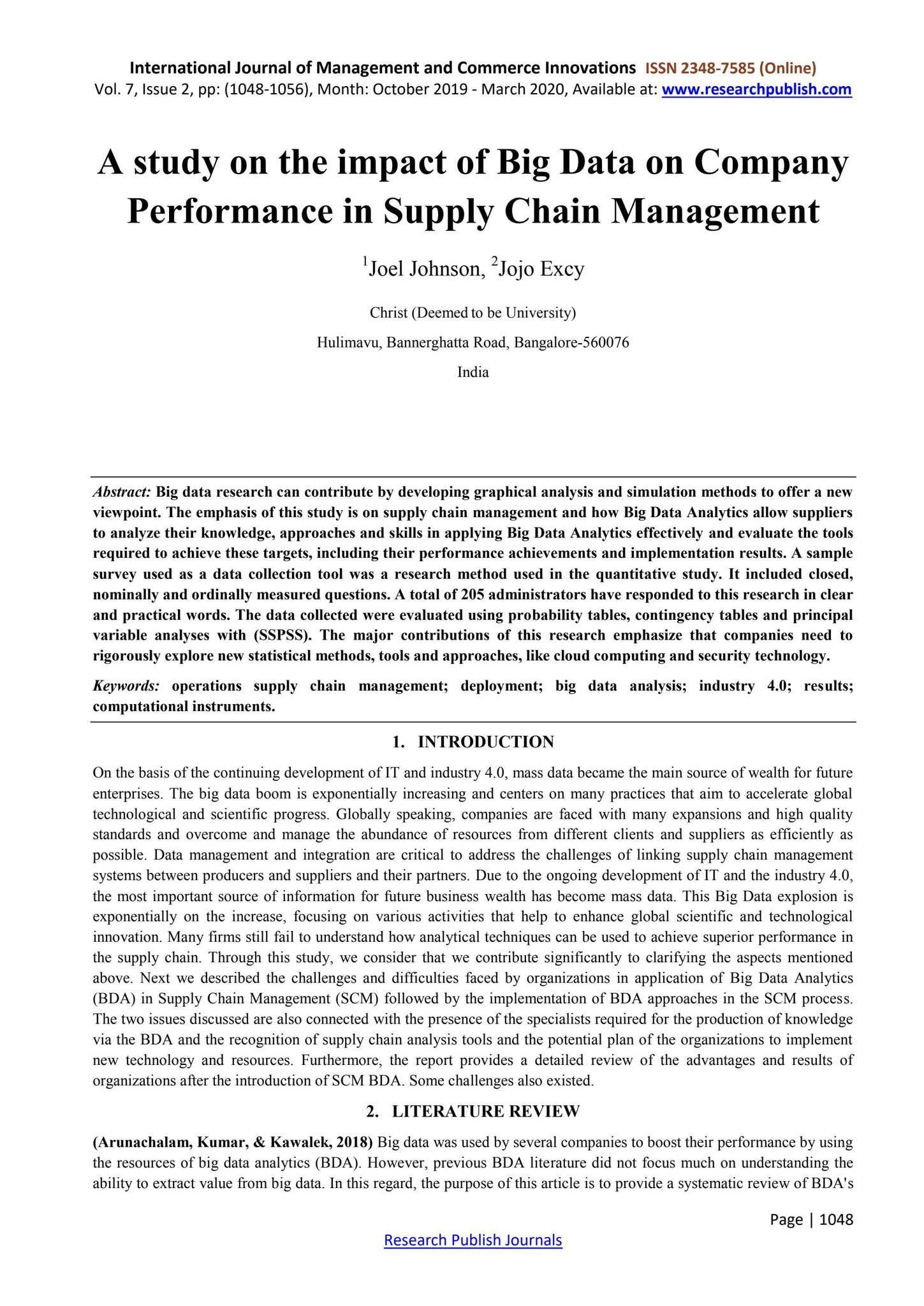 A study on the impact of Big Data on Company Performance in Supply ...
